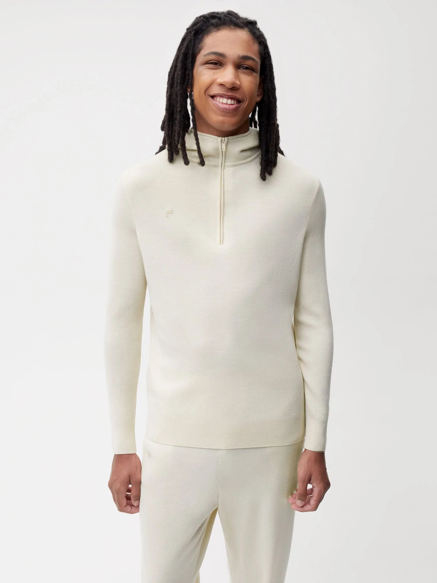 Merino Half Zip Hoodie Elderflower Male