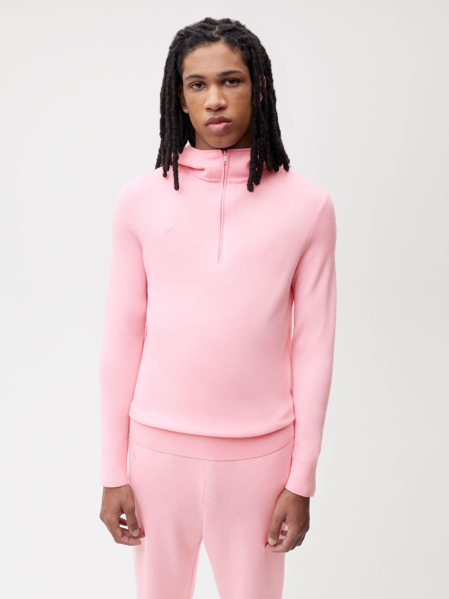 Merino Half Zip Hoodie Sakura Pink Male