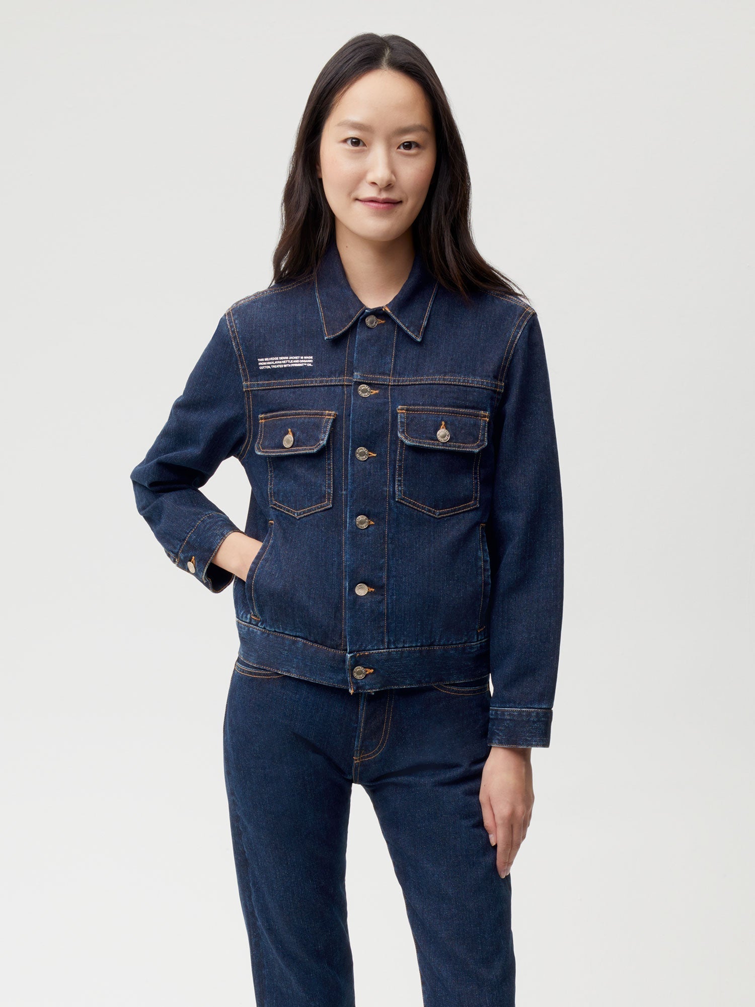 Nettle Denim Jacket Rinse Wash Female W5