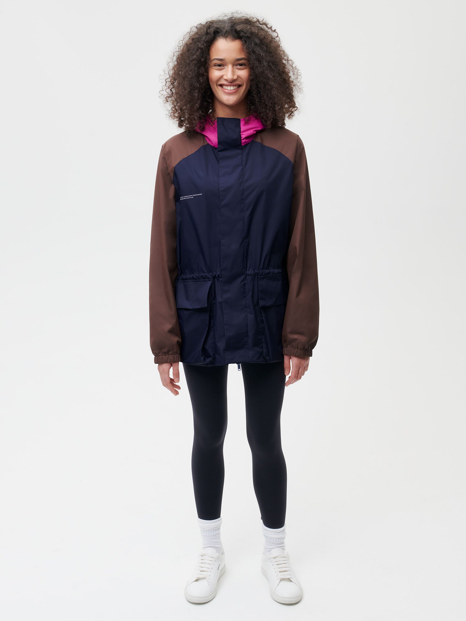 Nylon Colour Block Jacket Navy Blue Female