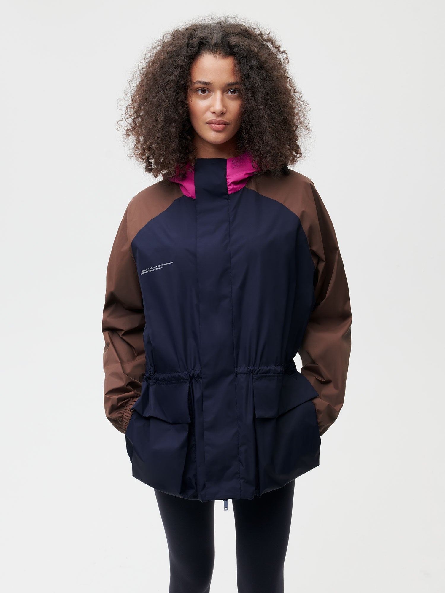 Nylon Colour Block Jacket Navy Blue Female