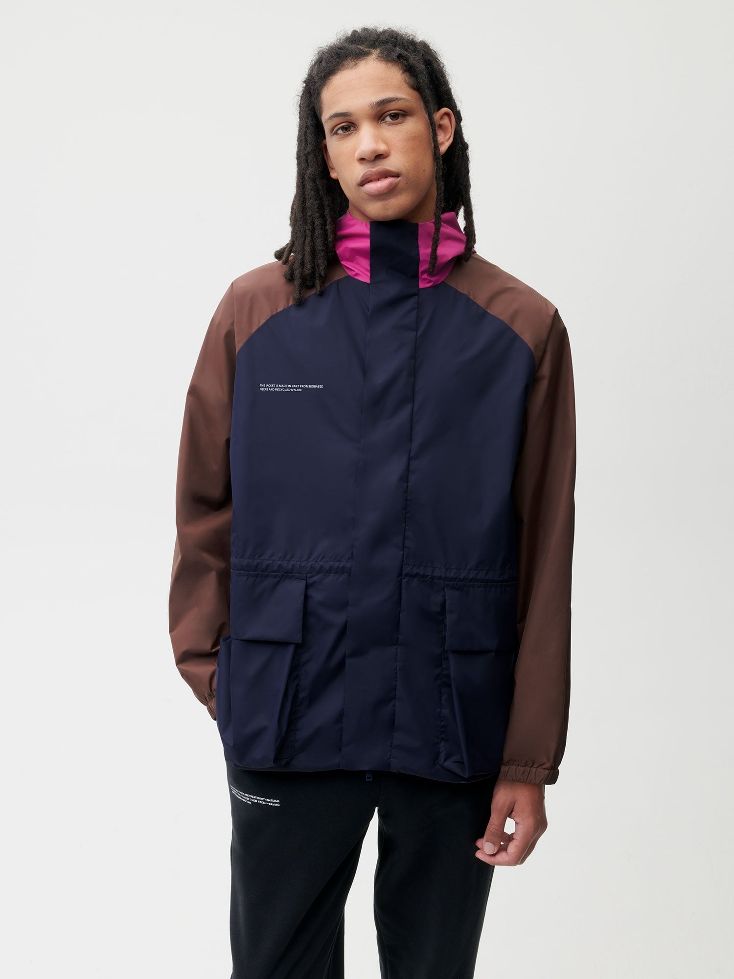 Nylon Colour Block Jacket Navy Blue Male