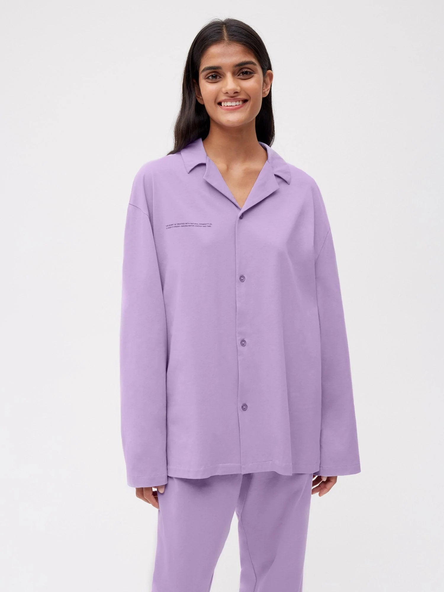 Organic Cotton Button Down Pajama Top Orchid Purple Female