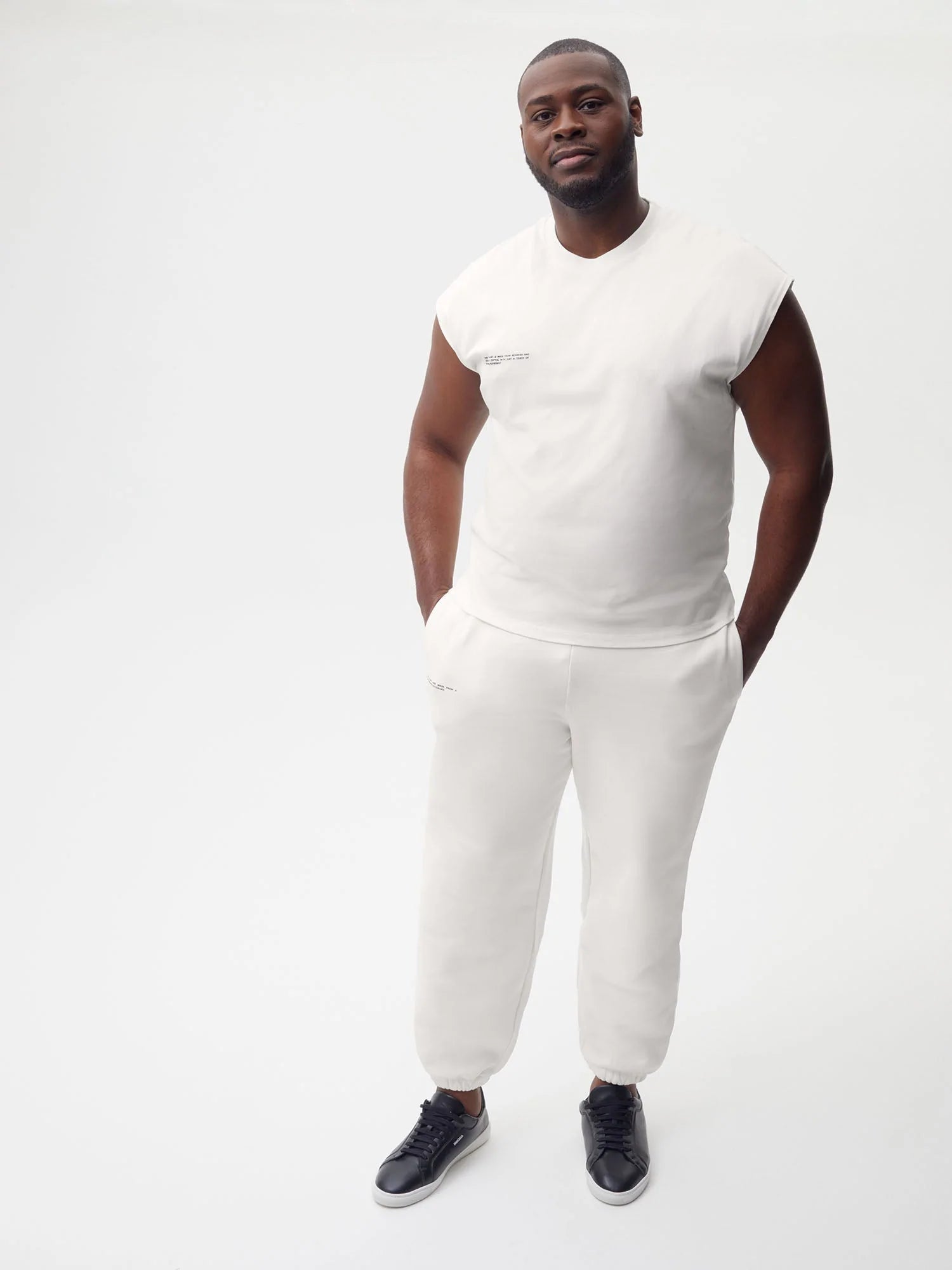 Organic Cotton Cropped Shoulder Off White T Shirt Male