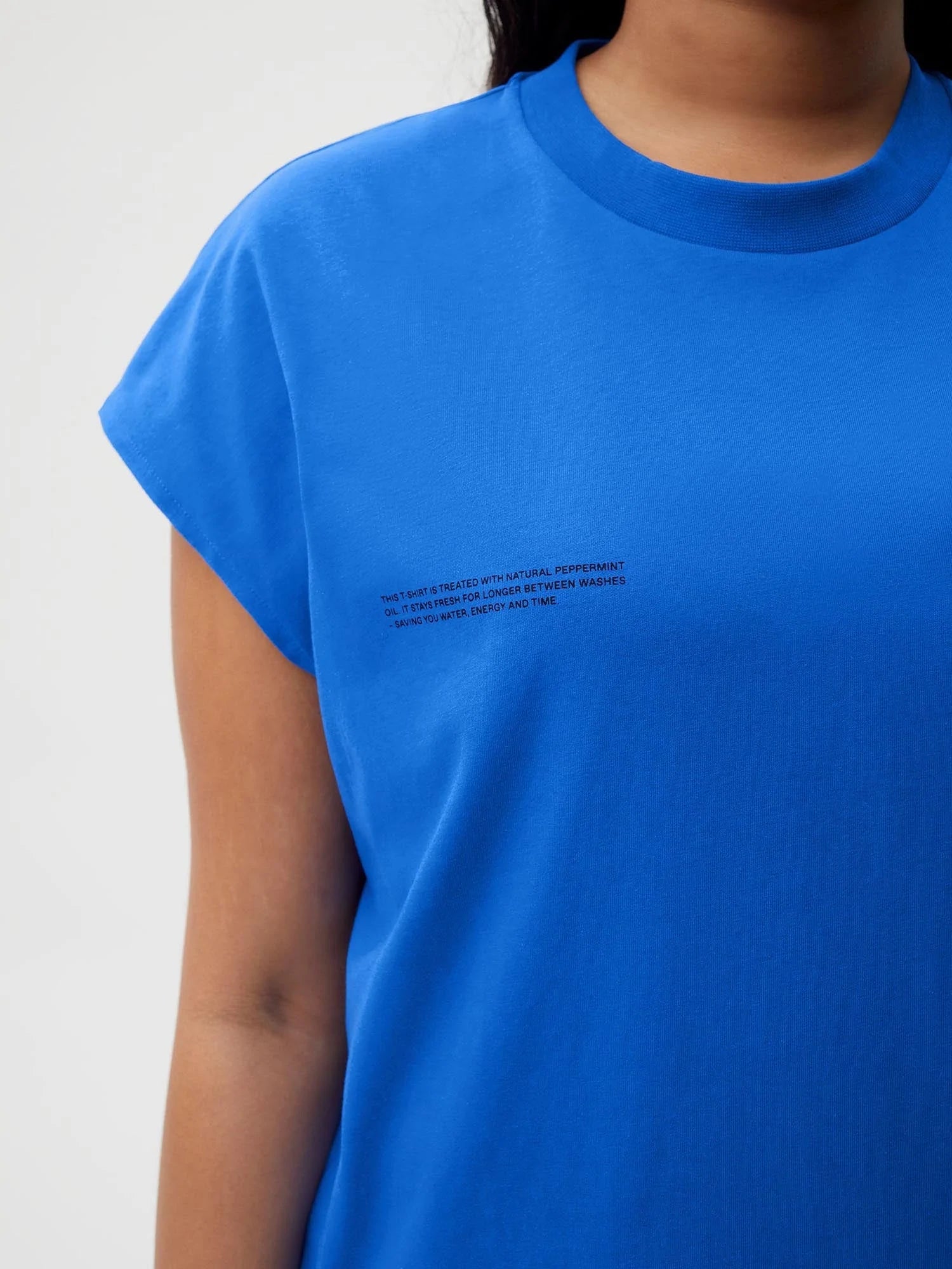 Organic Cotton Cropped Shoulder T Shirt Cobalt Blue Female