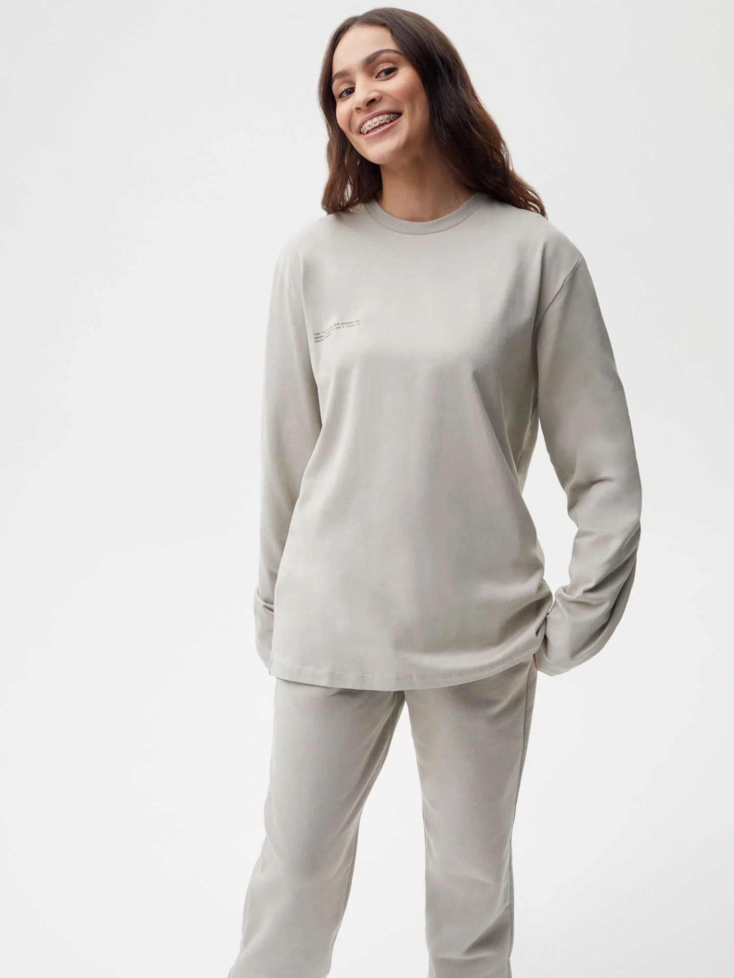 Organic Cotton Long Sleeve T Shirt Stone Female