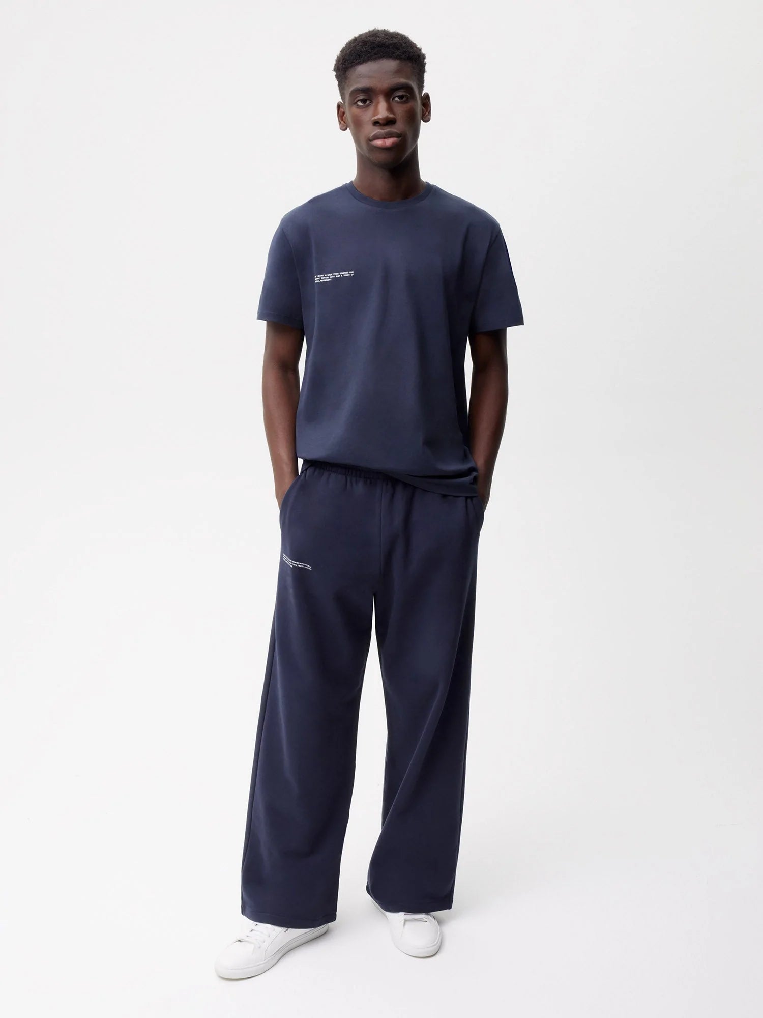 Organic Cotton Loose Leg Track Pants Navy Blue Male