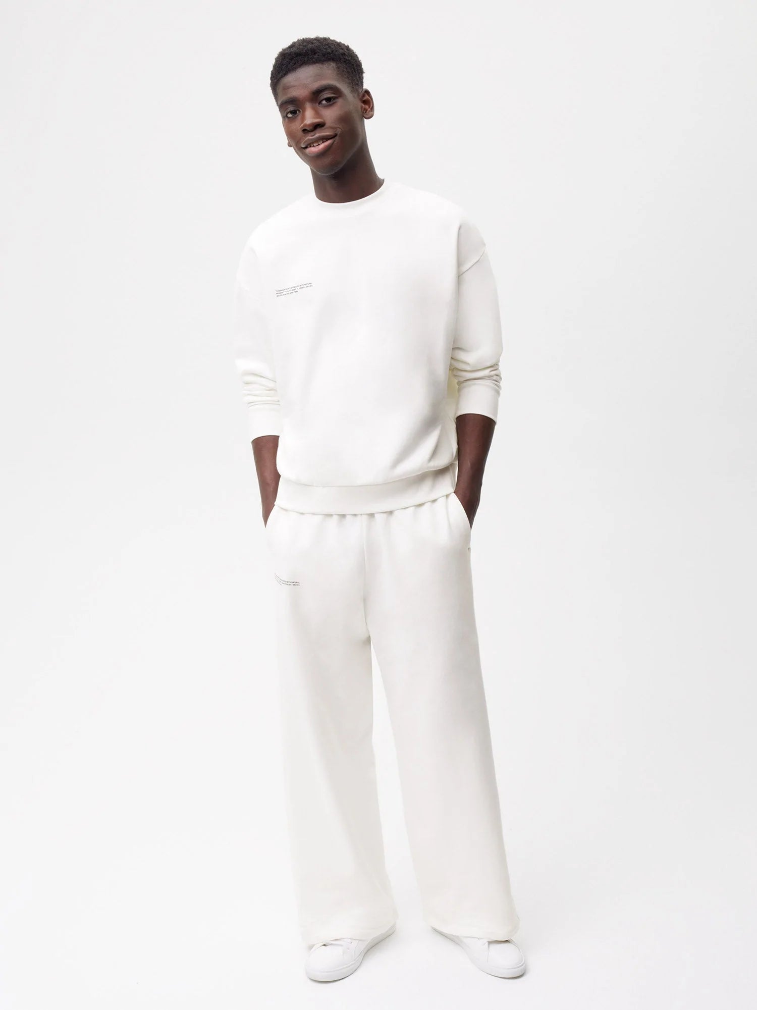 Organic Cotton Loose Leg Track Pants Off White Male