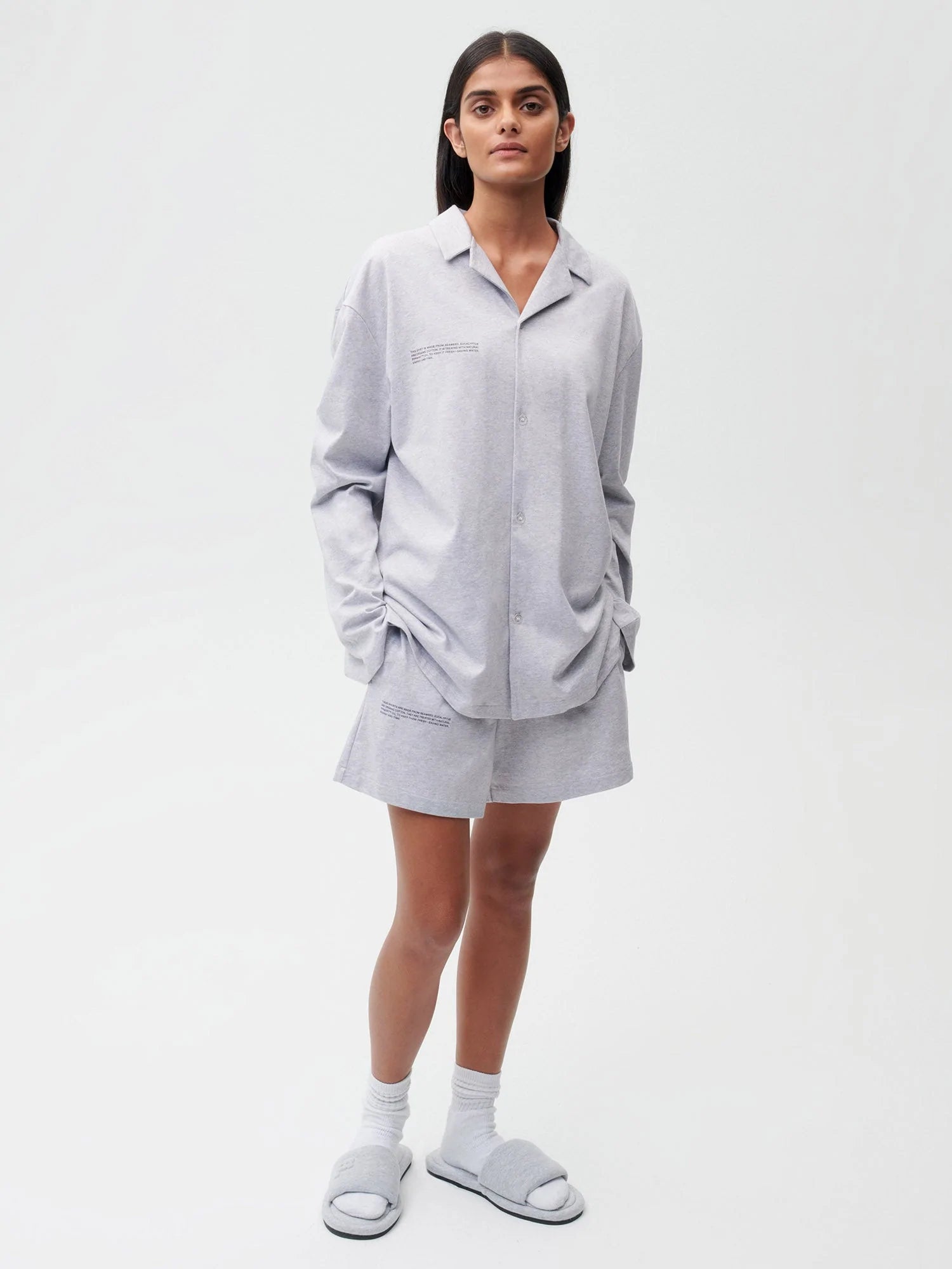 Organic Cotton Pajama Short C Fiber Grey Marl Female