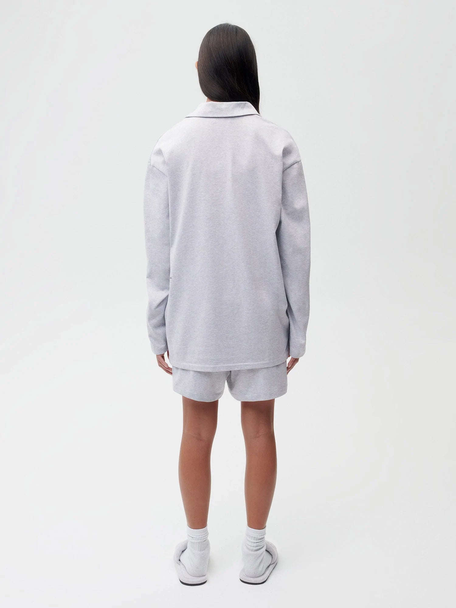 Organic Cotton Pajama Short C Fiber Grey Marl Female
