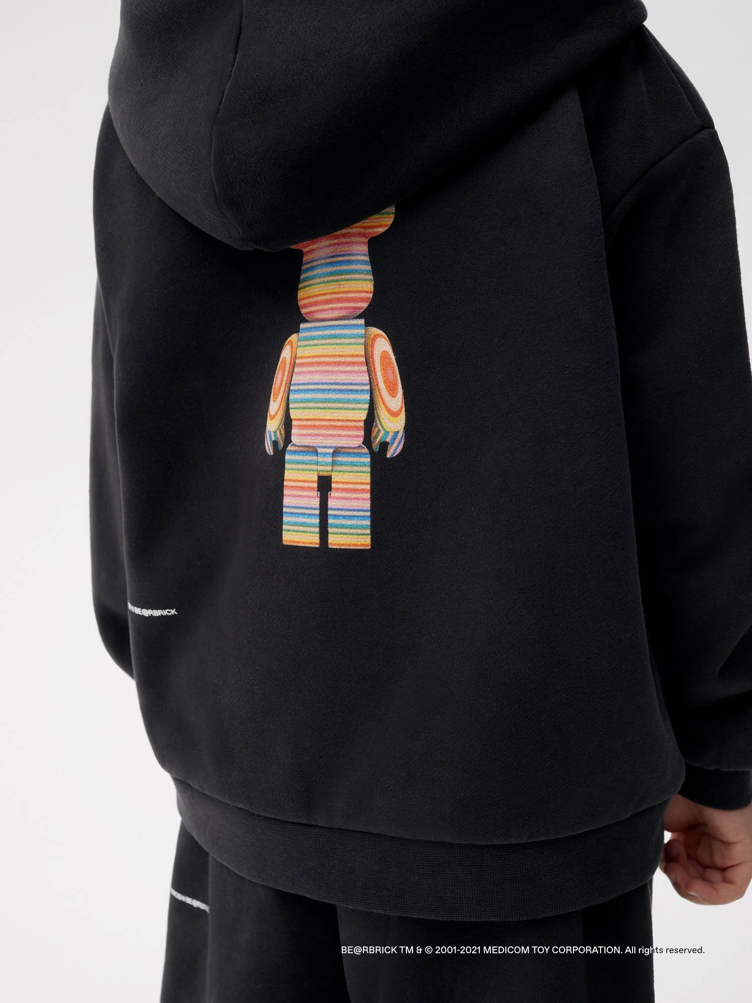 Pangaia Haroshi Bearbrick Heavyweight Organic Cotton Hoodie Black Kids