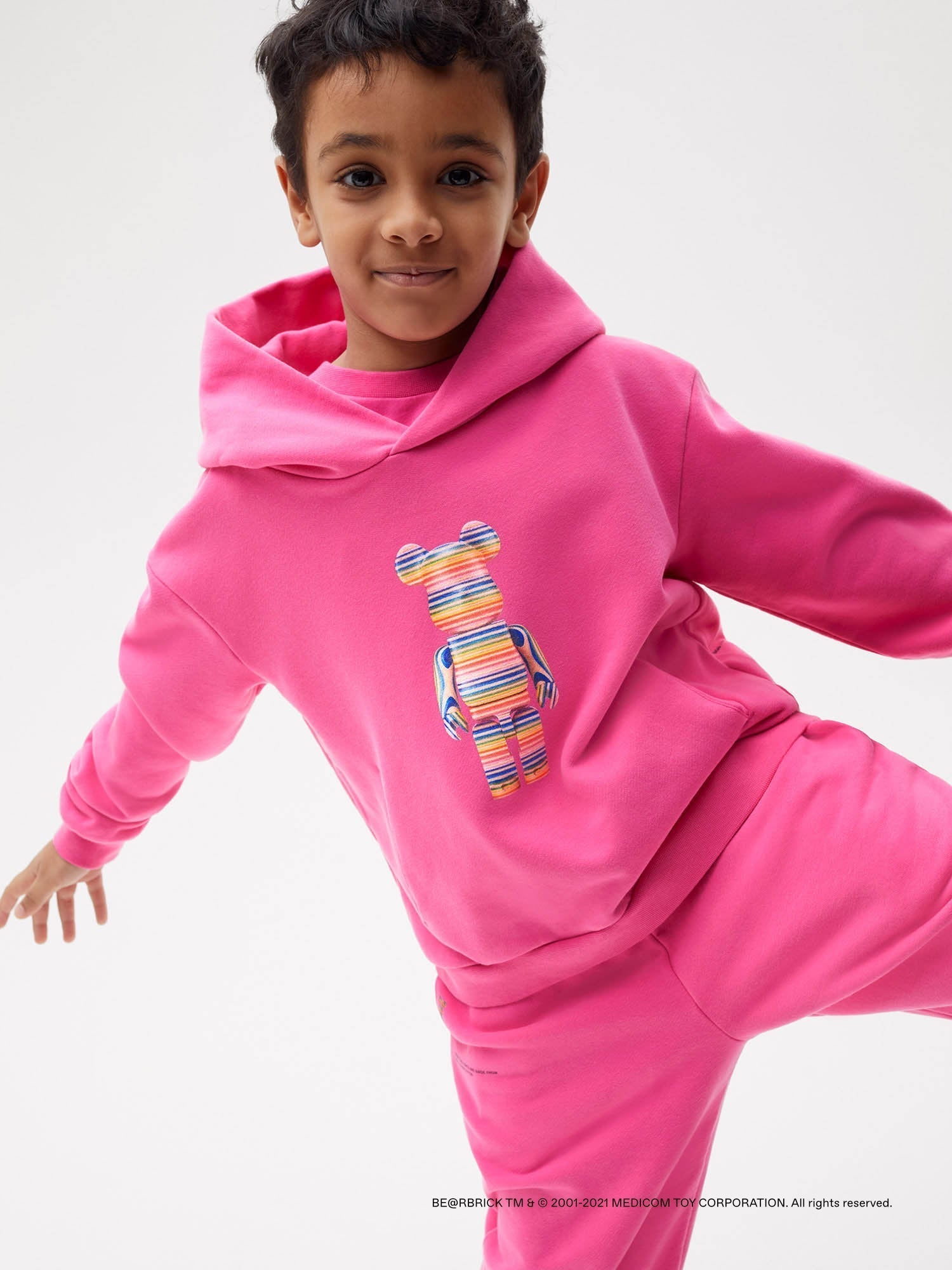 Pangaia Haroshi Bearbrick Heavyweight Organic Cotton Hoodie Flamingo Pink Kids
