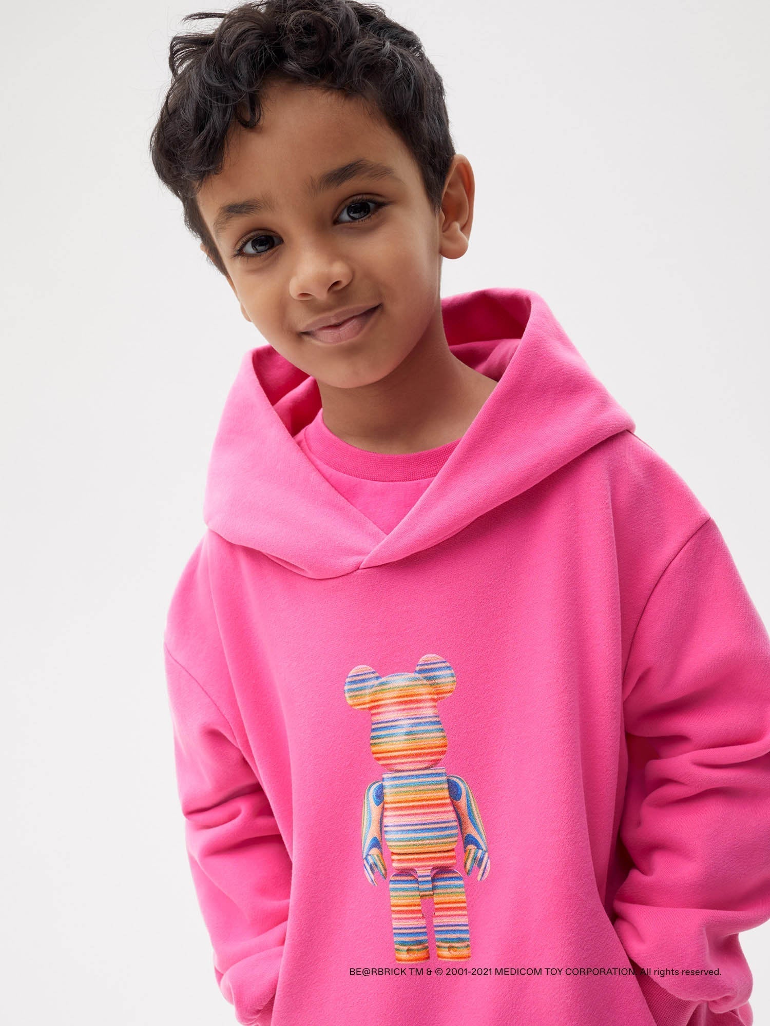 Pangaia Haroshi Bearbrick Heavyweight Organic Cotton Hoodie Flamingo Pink Kids