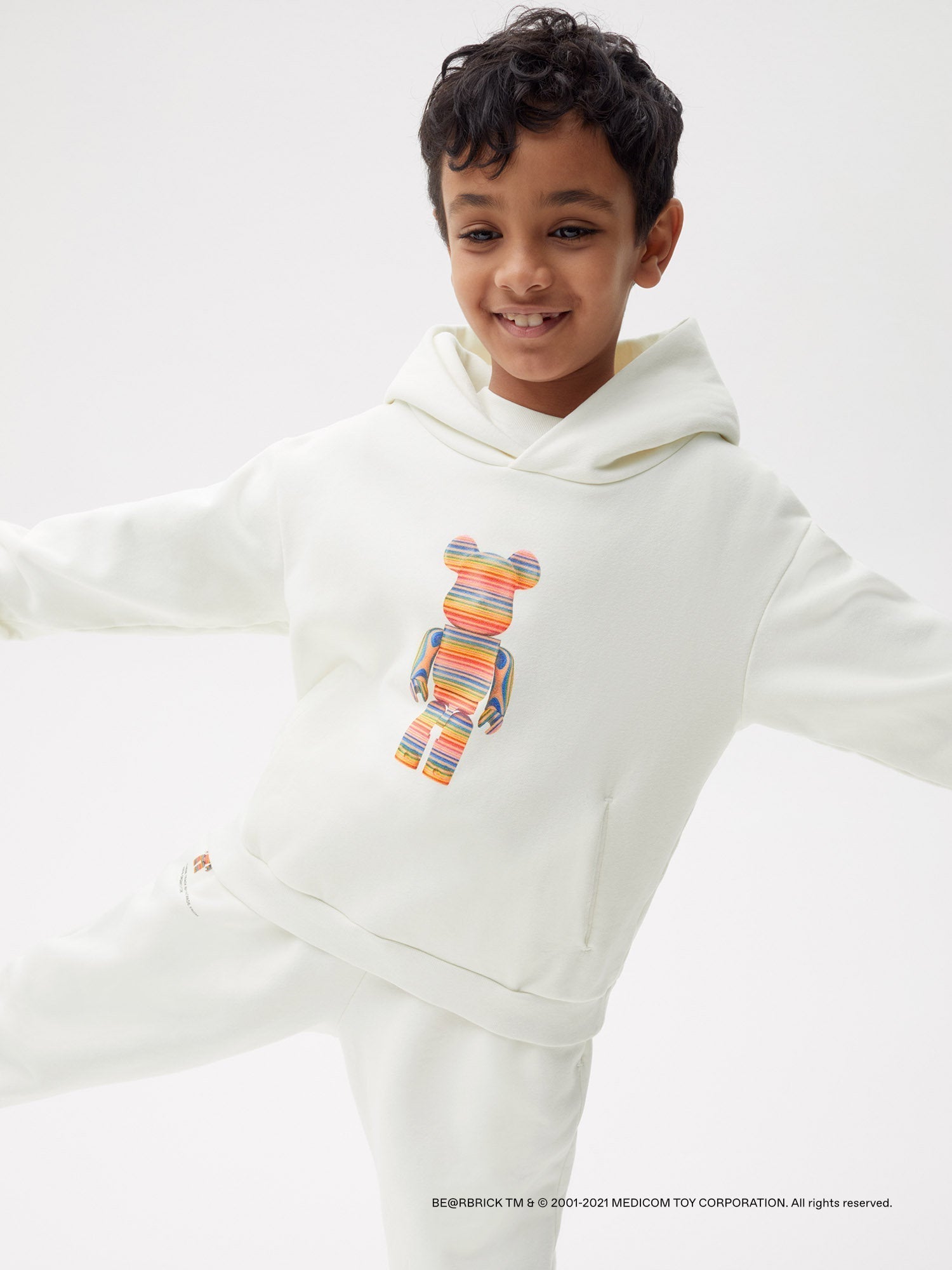 Pangaia Haroshi Bearbrick Heavyweight Organic Cotton Hoodie Off White Kids