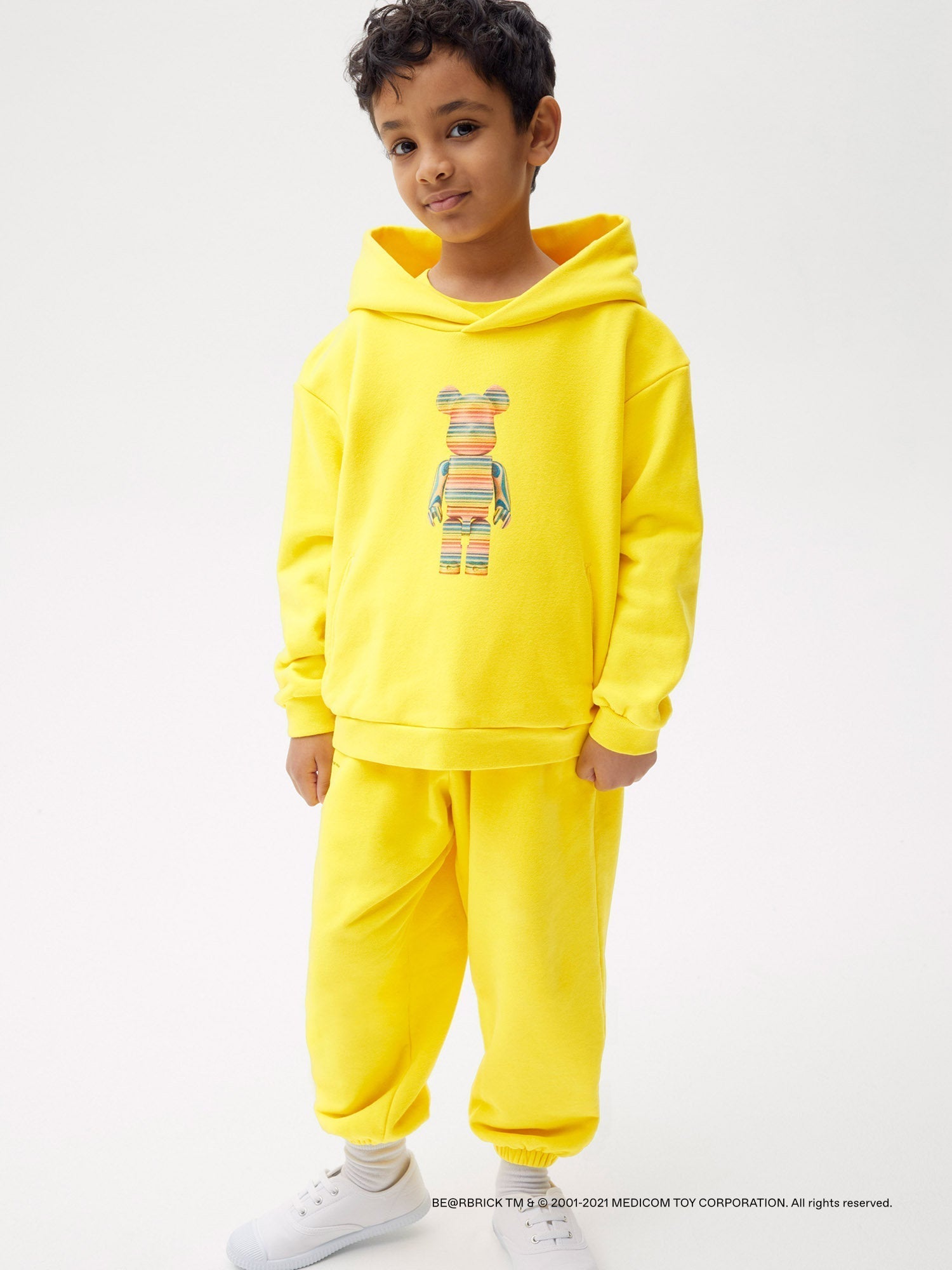 Pangaia Haroshi Bearbrick Heavyweight Organic Cotton Hoodie Saffron Yellow Kids