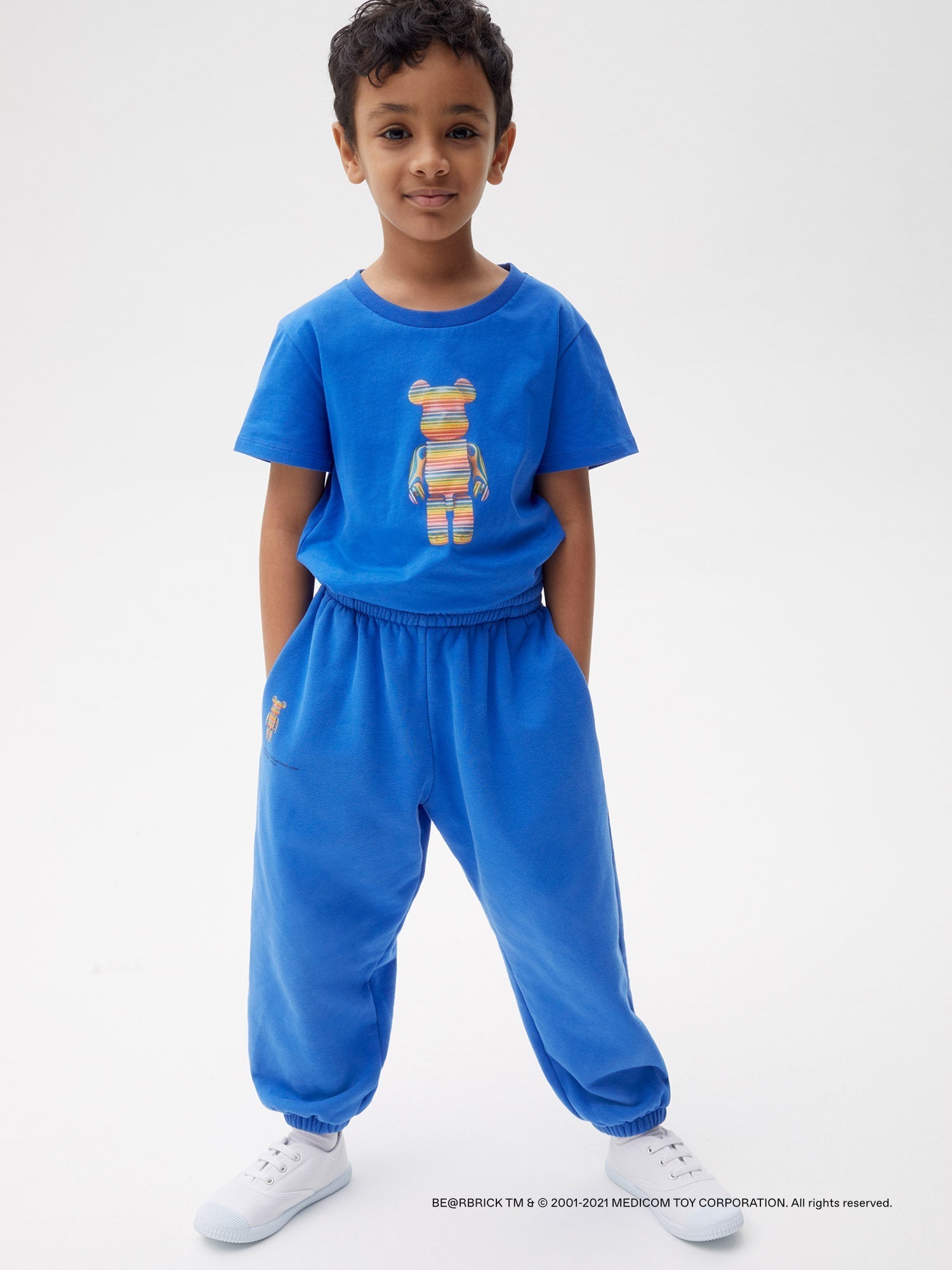 Pangaia Haroshi Bearbrick Heavyweight Organic Cotton Track Pants Cobalt Blue Kids