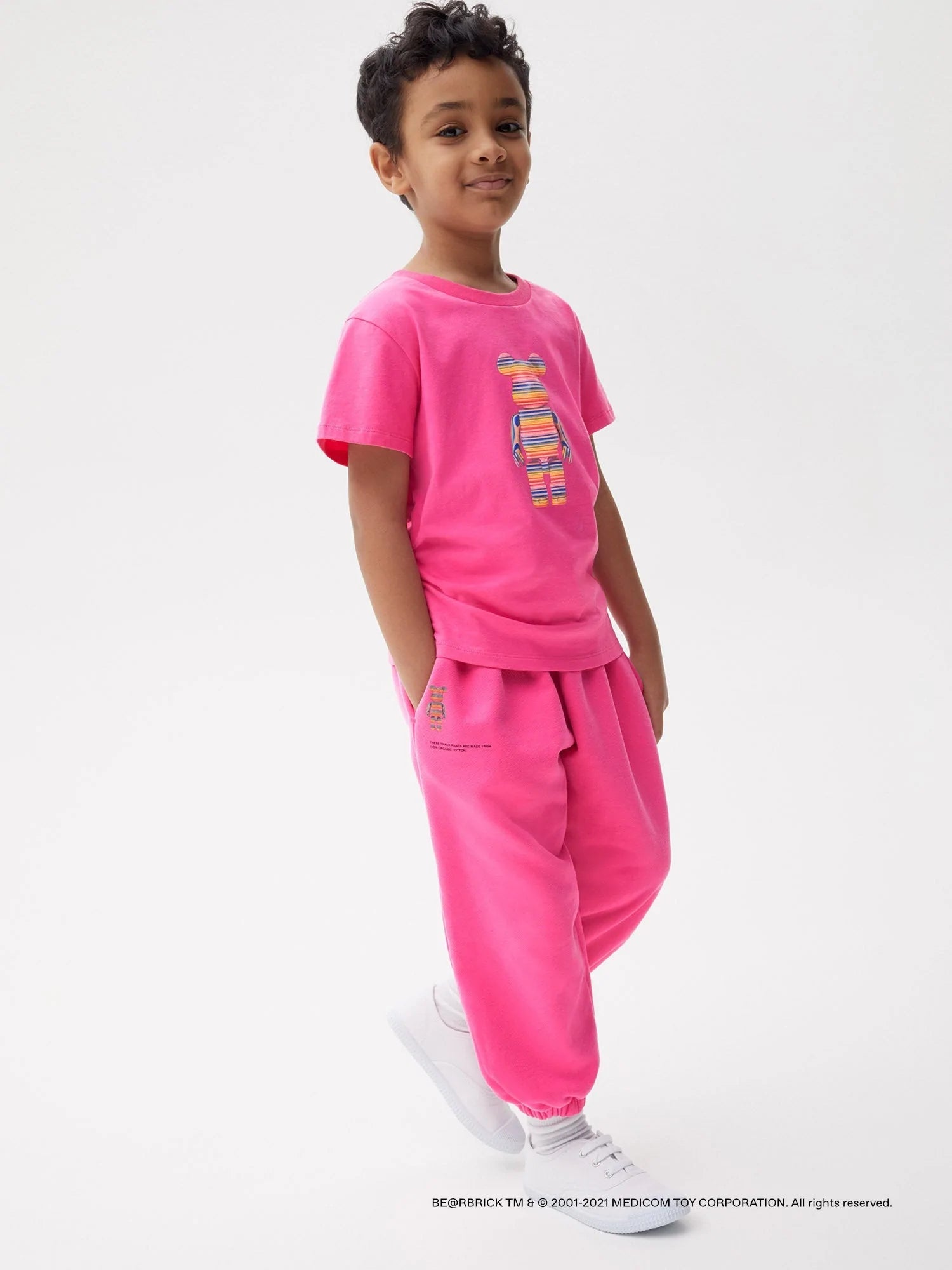 Pangaia Haroshi Bearbrick Heavyweight Organic Cotton Track Pants Flamingo Pink Kids