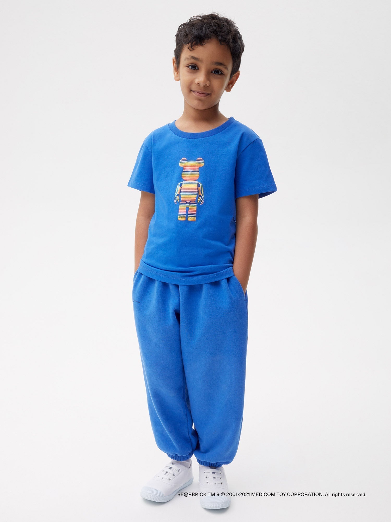 Pangaia Haroshi Bearbrick Organic Cotton T Shirt Cobalt Blue Kids