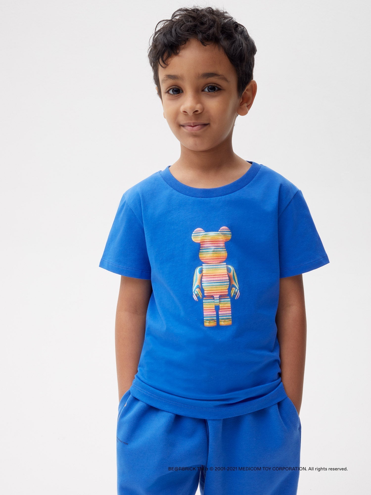 Pangaia Haroshi Bearbrick Organic Cotton T Shirt Cobalt Blue Kids