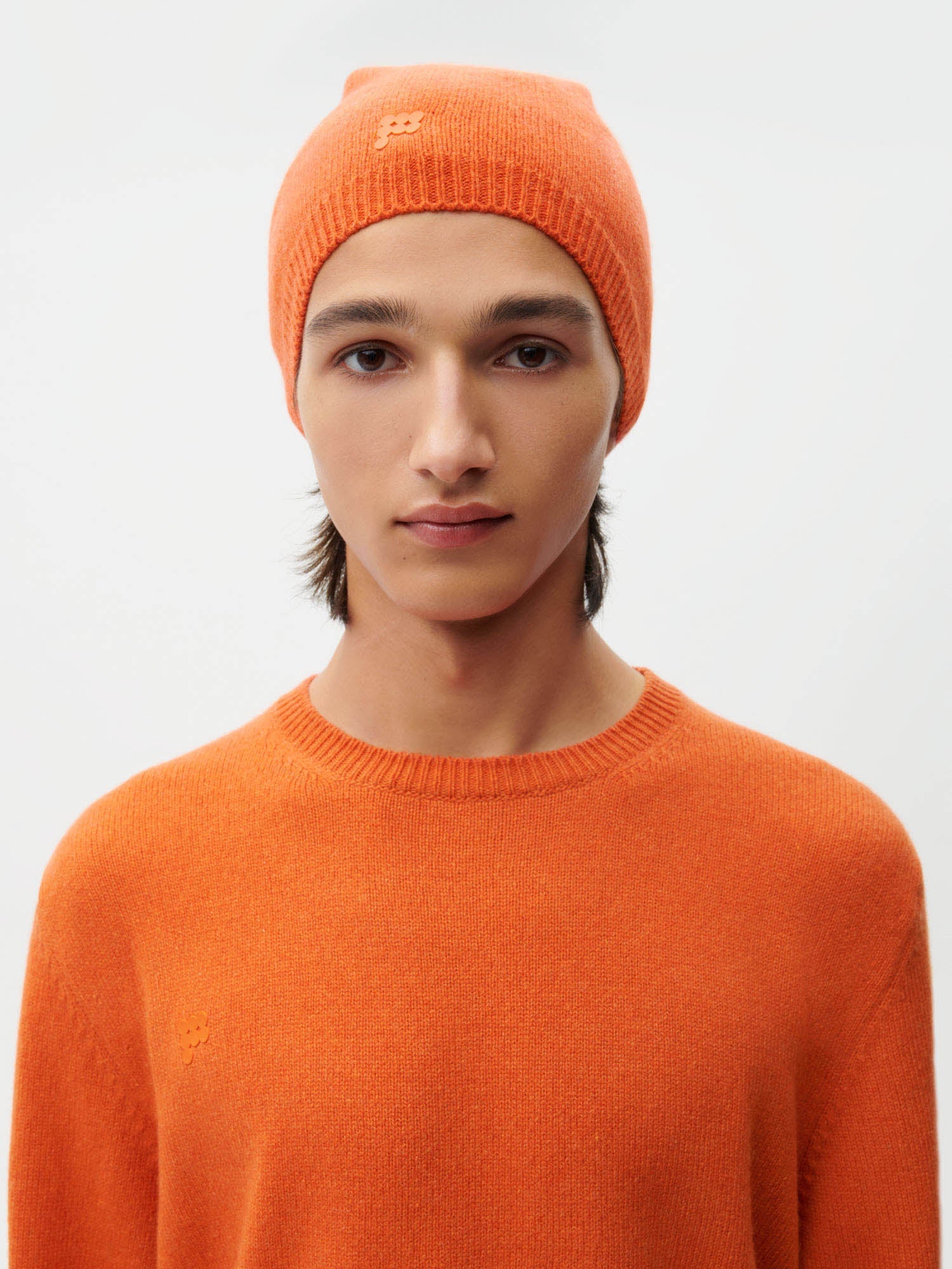 Recycled Cashmere Beanie—cinnamon orange male