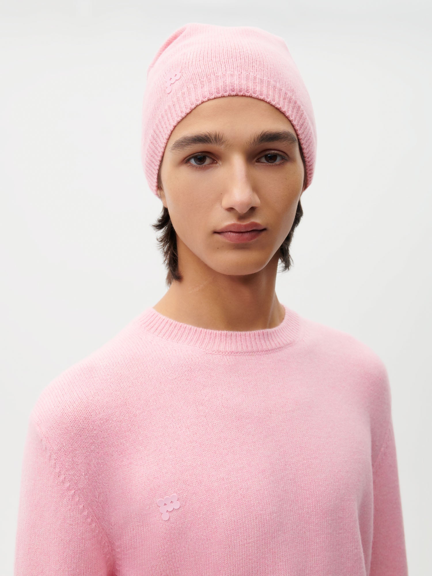 Recycled Cashmere Beanie—sakura pink male