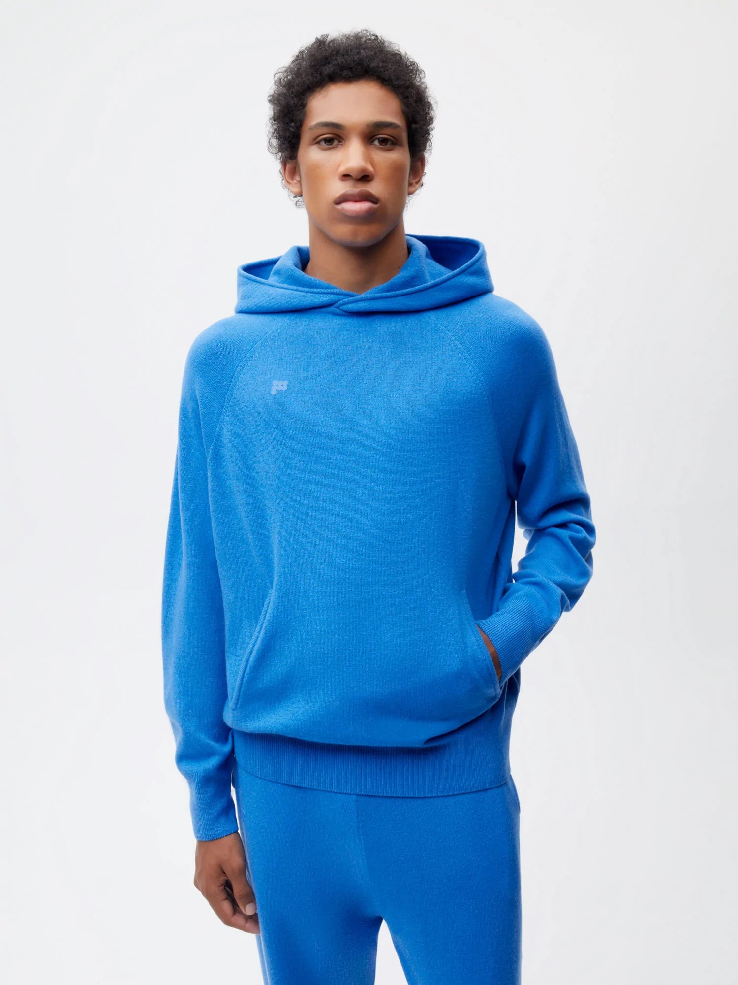 Recycled Cashmere Hoodie—cerulean blue male