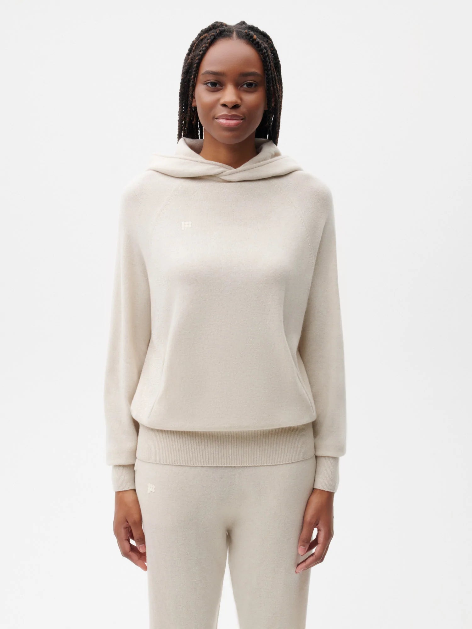 Recycled Cashmere Hoodie—oatmeal female