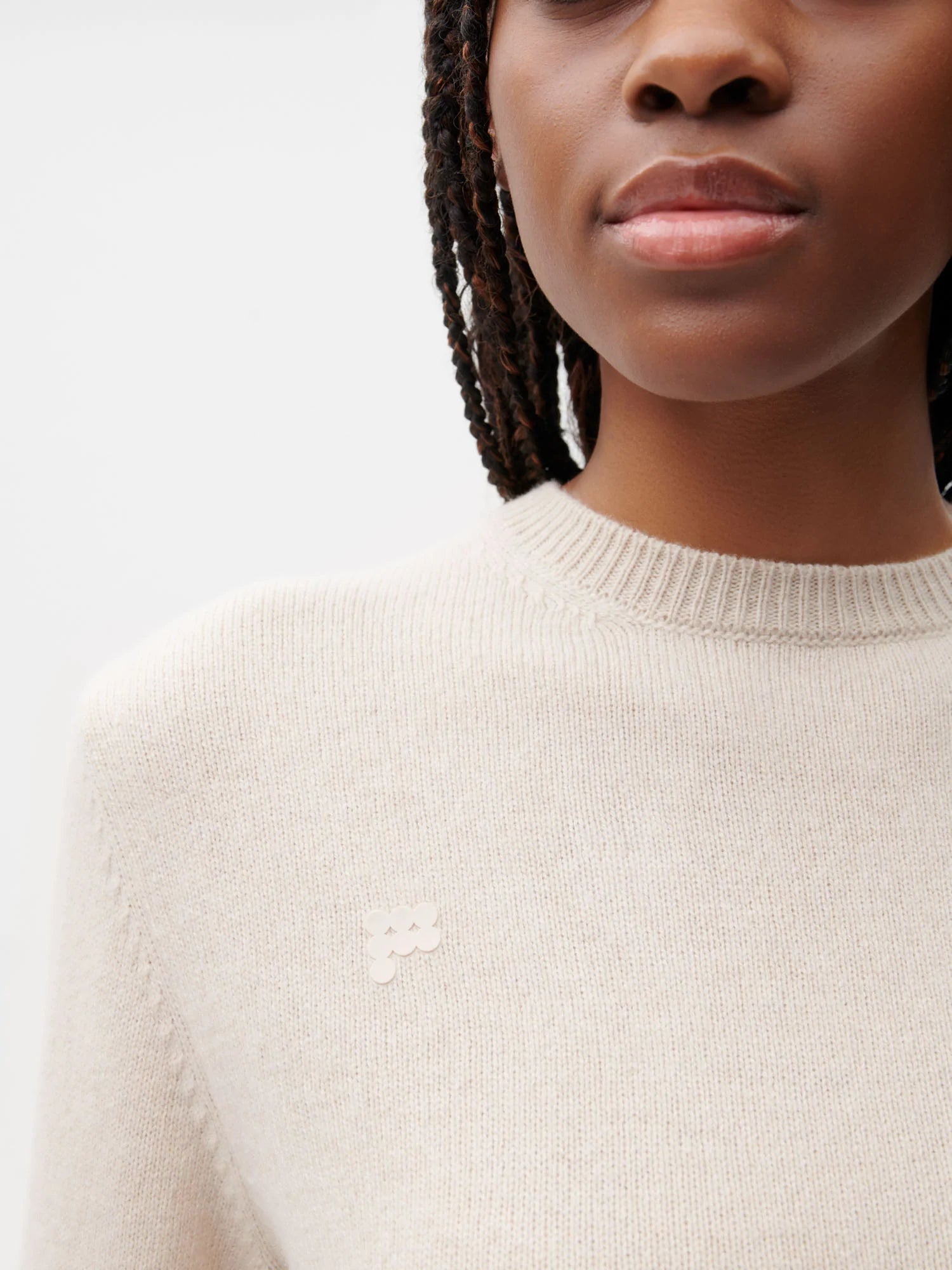 Recycled Cashmere Crewneck Sweatshirt—oatmeal female