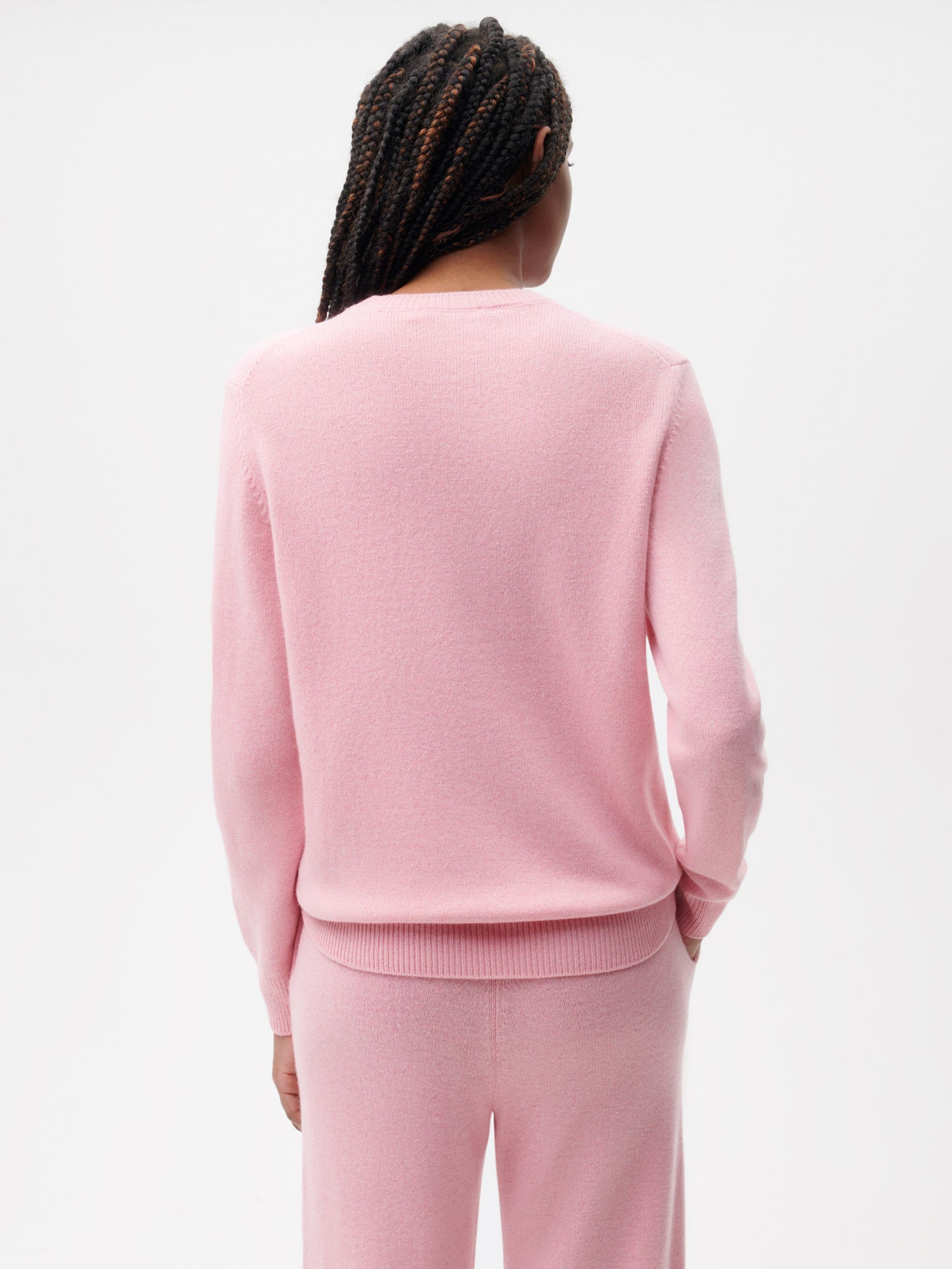 Recycled Cashmere Crewneck Sweatshirt—sakura pink female