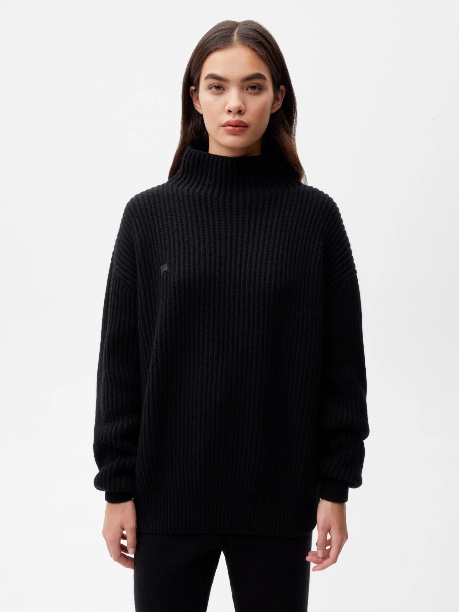 Recycled-Cashmere-Funnel-Neck-Jumper-Black-Female-1