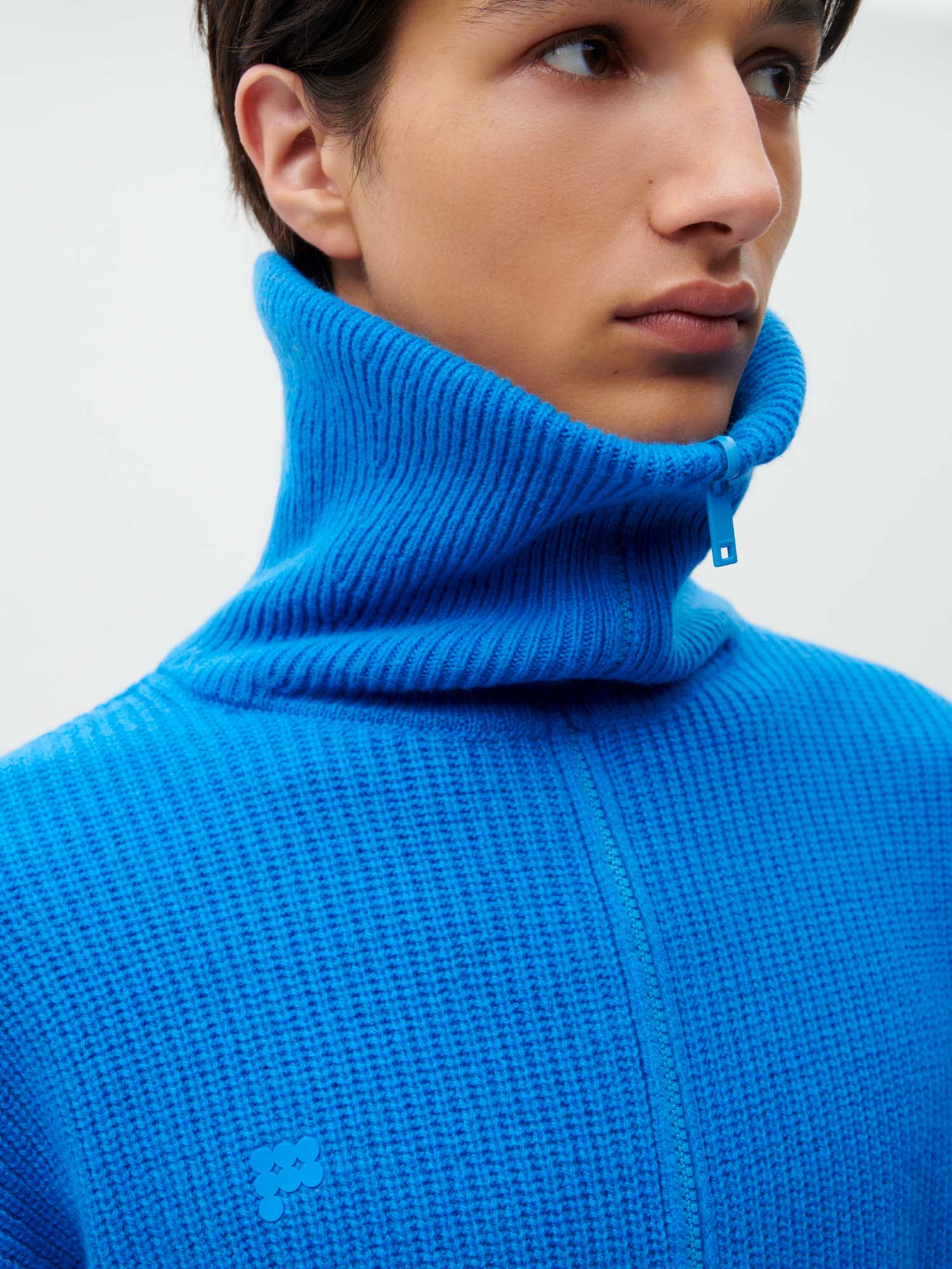 Recycled Cashmere Half Zip—cerulean blue male