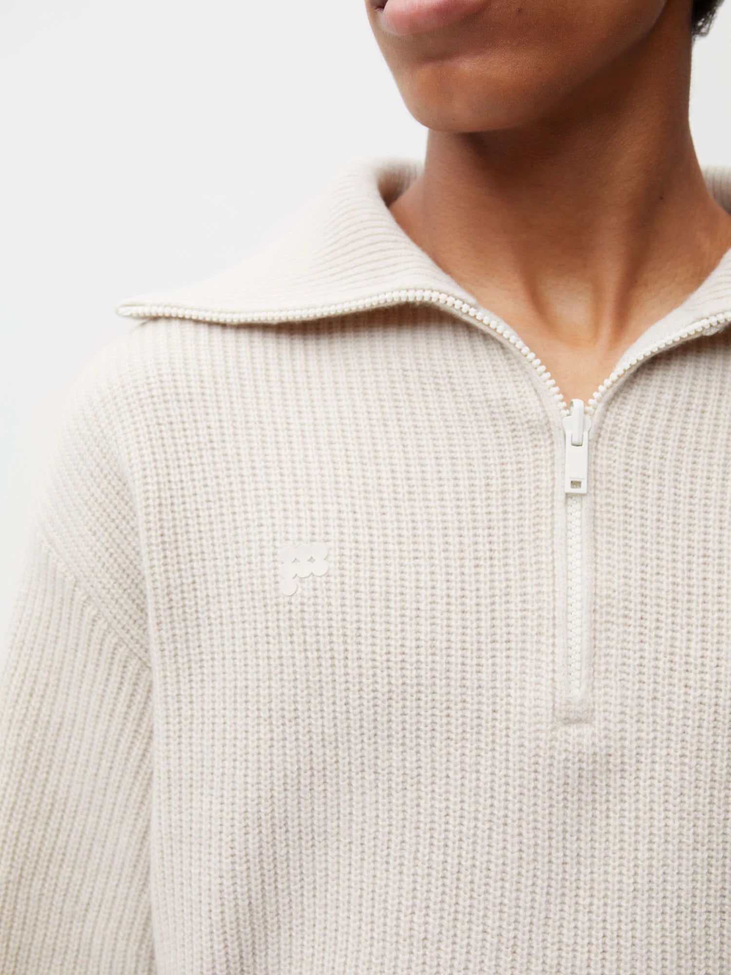 Recycled Cashmere Half Zip—oatmeal male