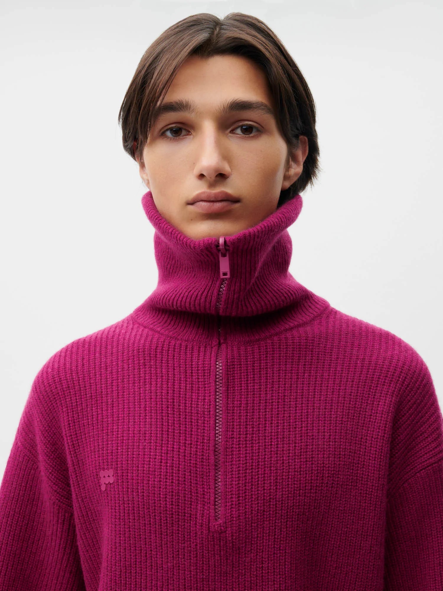 Recycled Cashmere Half Zip—plum purple male