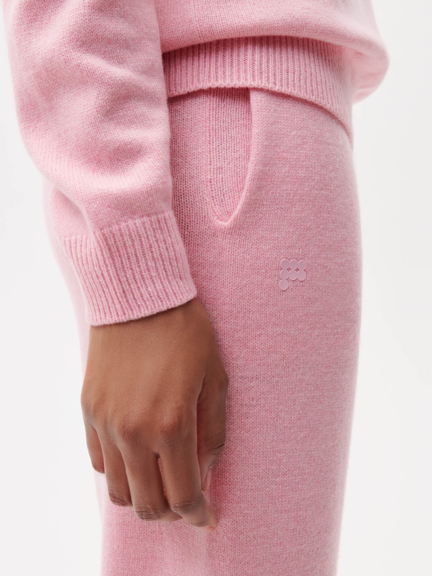 Recycled Cashmere Loose Track Pants—sakura pink female