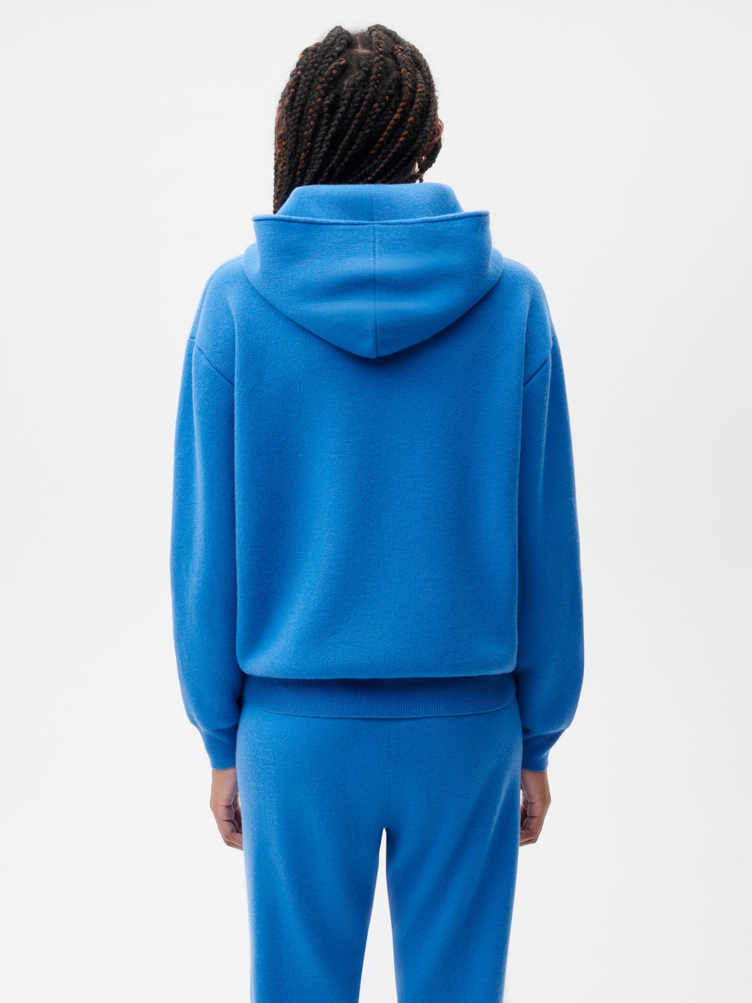 Recycled Cashmere Zipped Hoodie—cerulean blue female