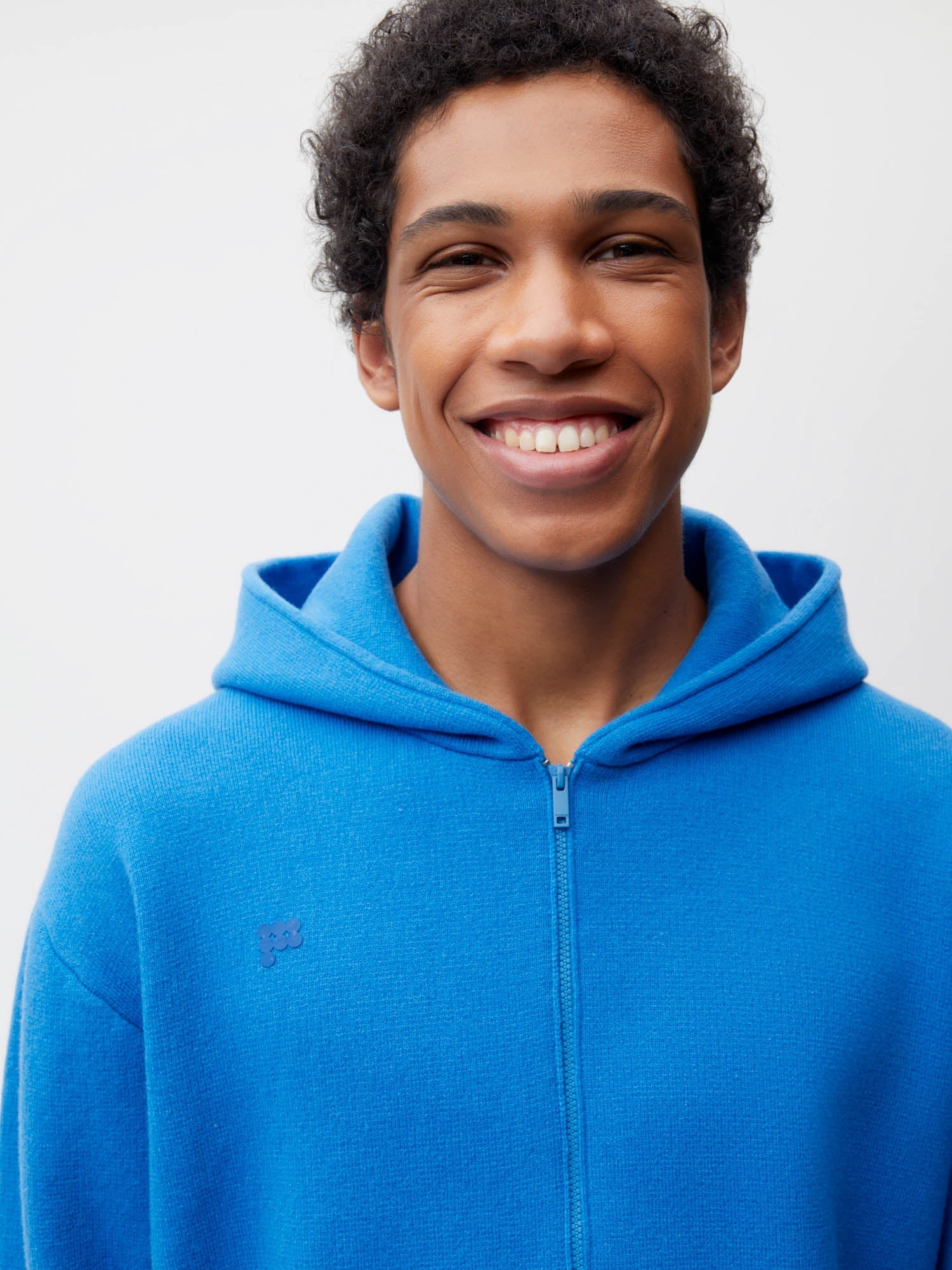 Recycled Cashmere Zipped Hoodie—cerulean blue male