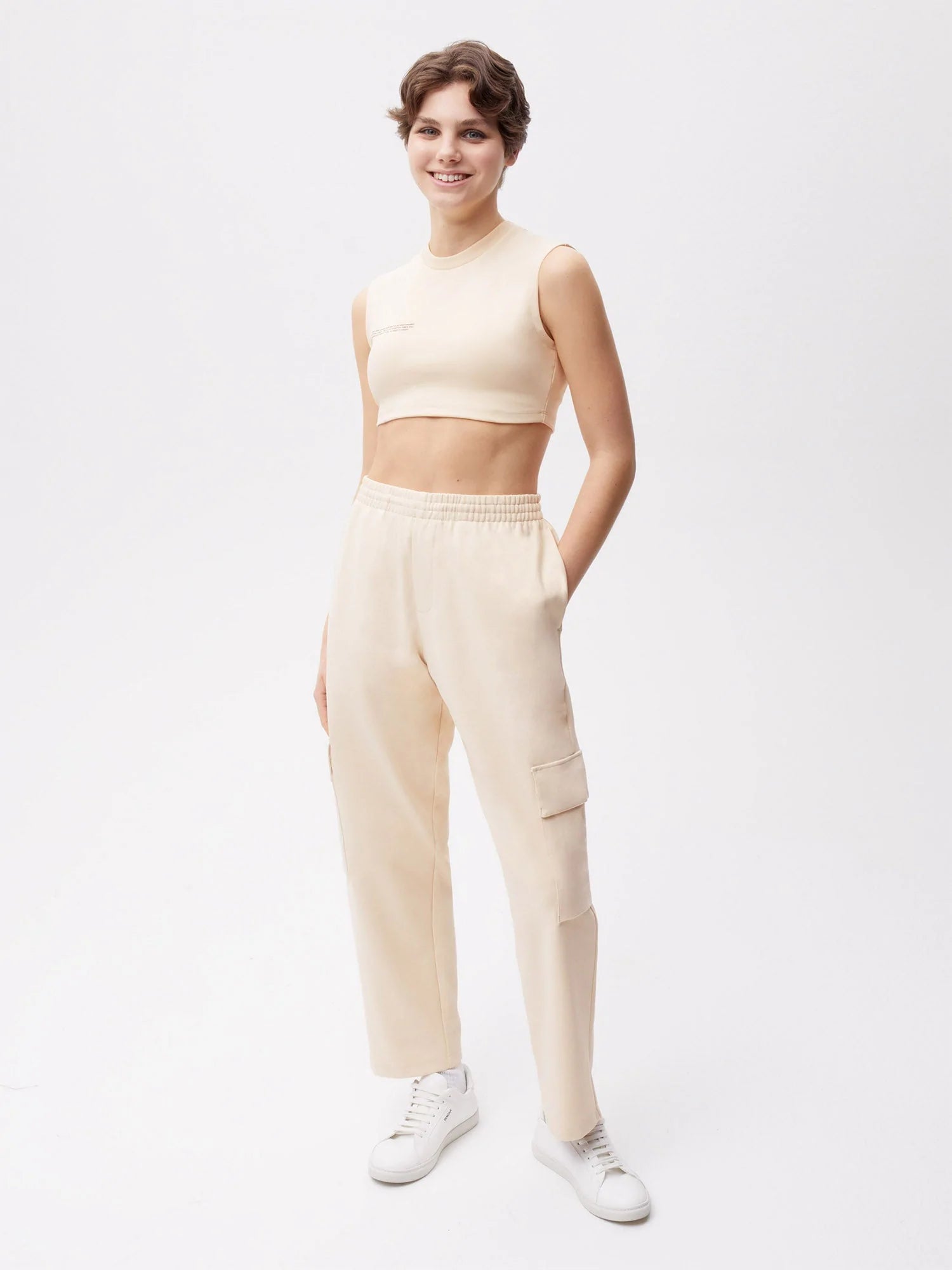 Recycled Cotton Cargo Pants Sand Female