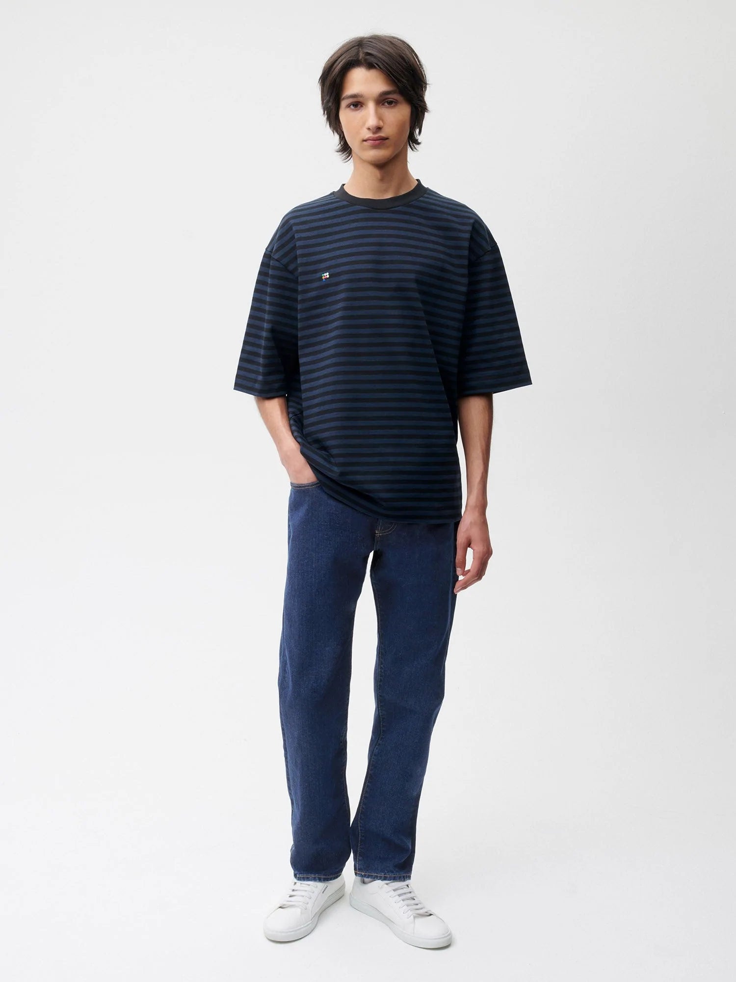 Recycled Cotton Stripe Boxy T-Shirt Male