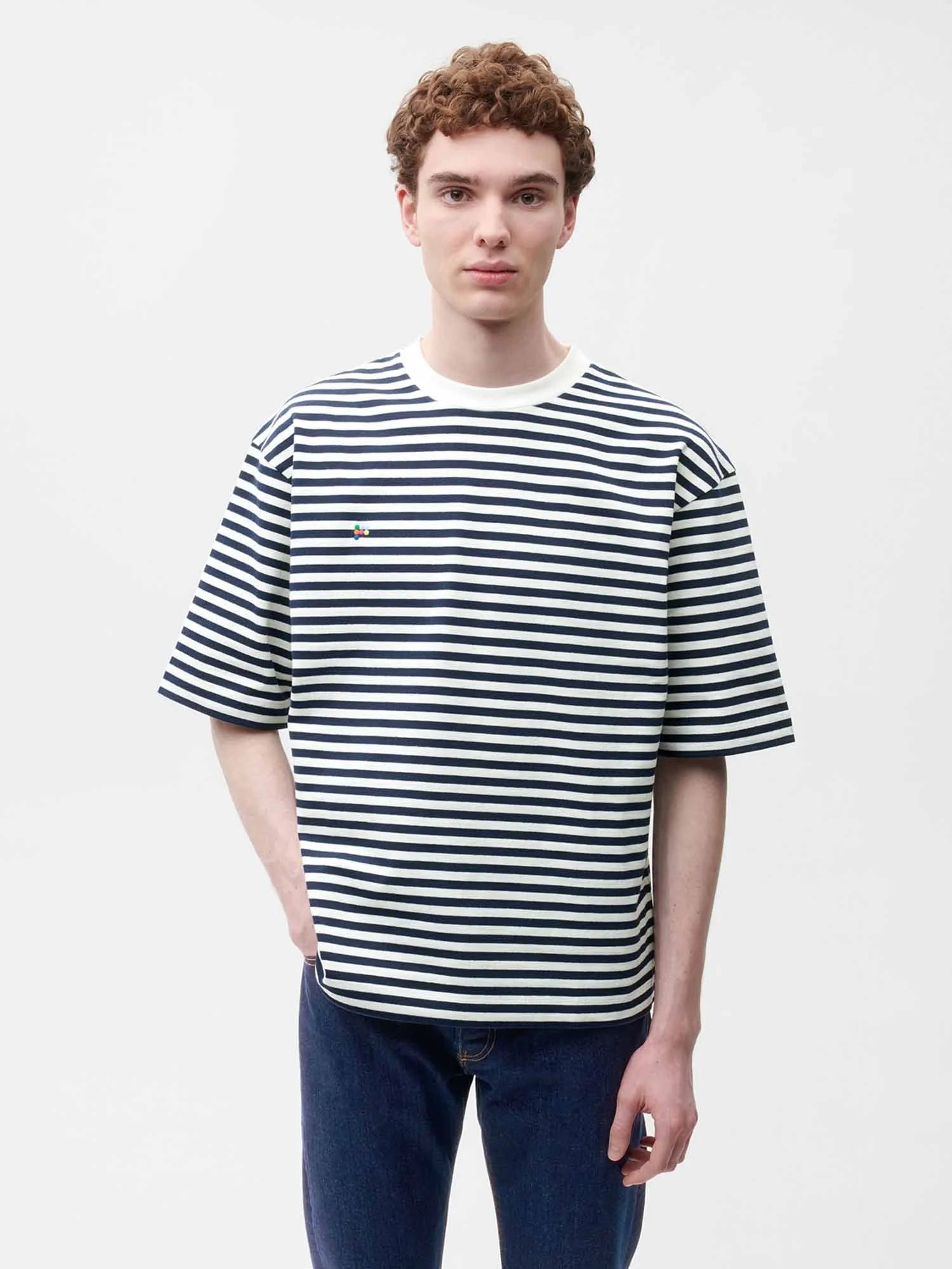 Recycled Cotton Stripe Boxy T-Shirt Male