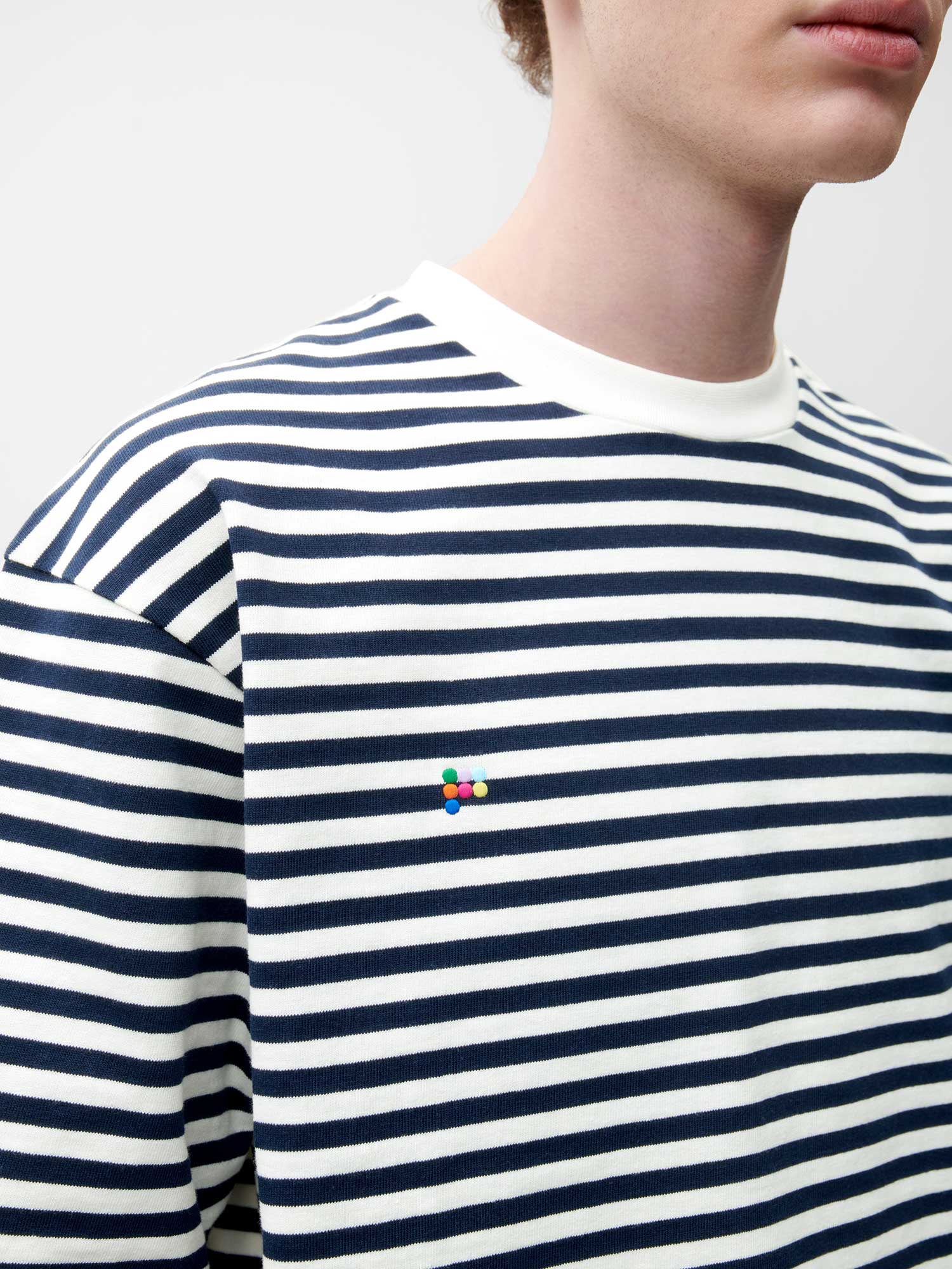 Recycled Cotton Stripe Boxy T-Shirt Male