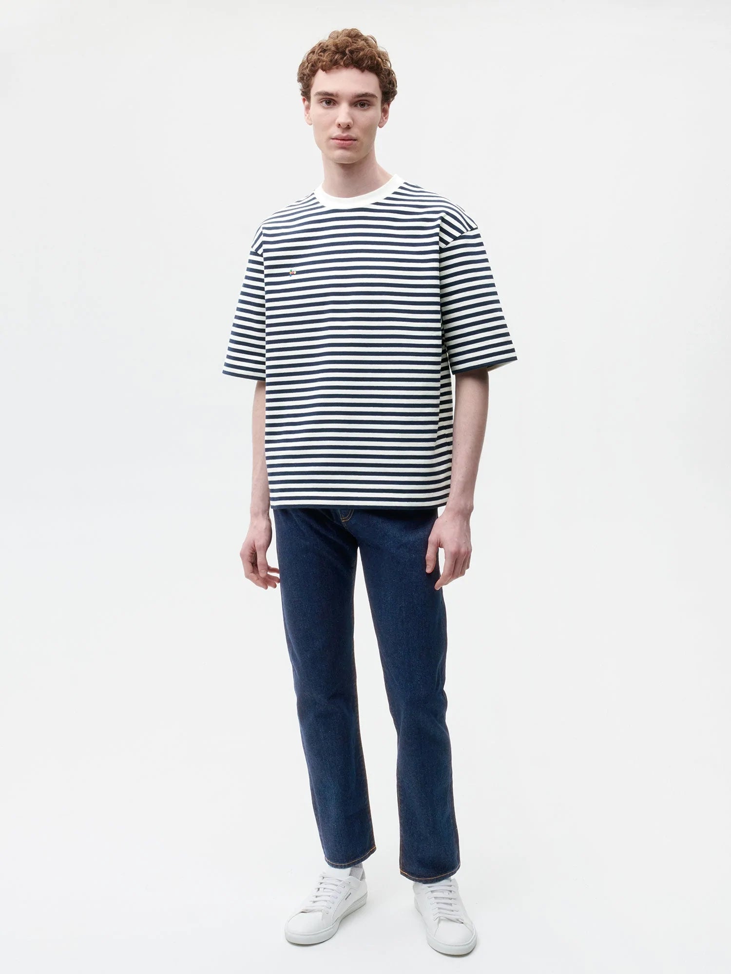 Recycled Cotton Stripe Boxy T-Shirt Male