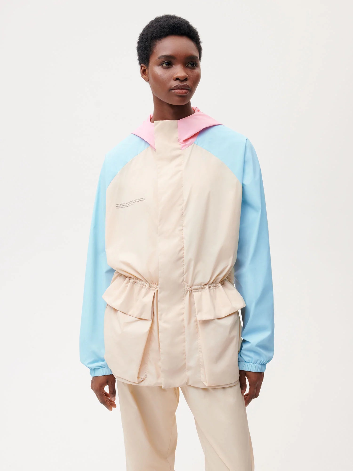 Recycled-Nylon-Colour-Block-Jacket-Sand-Powder-Blue-Sakura-Pink-Female-1