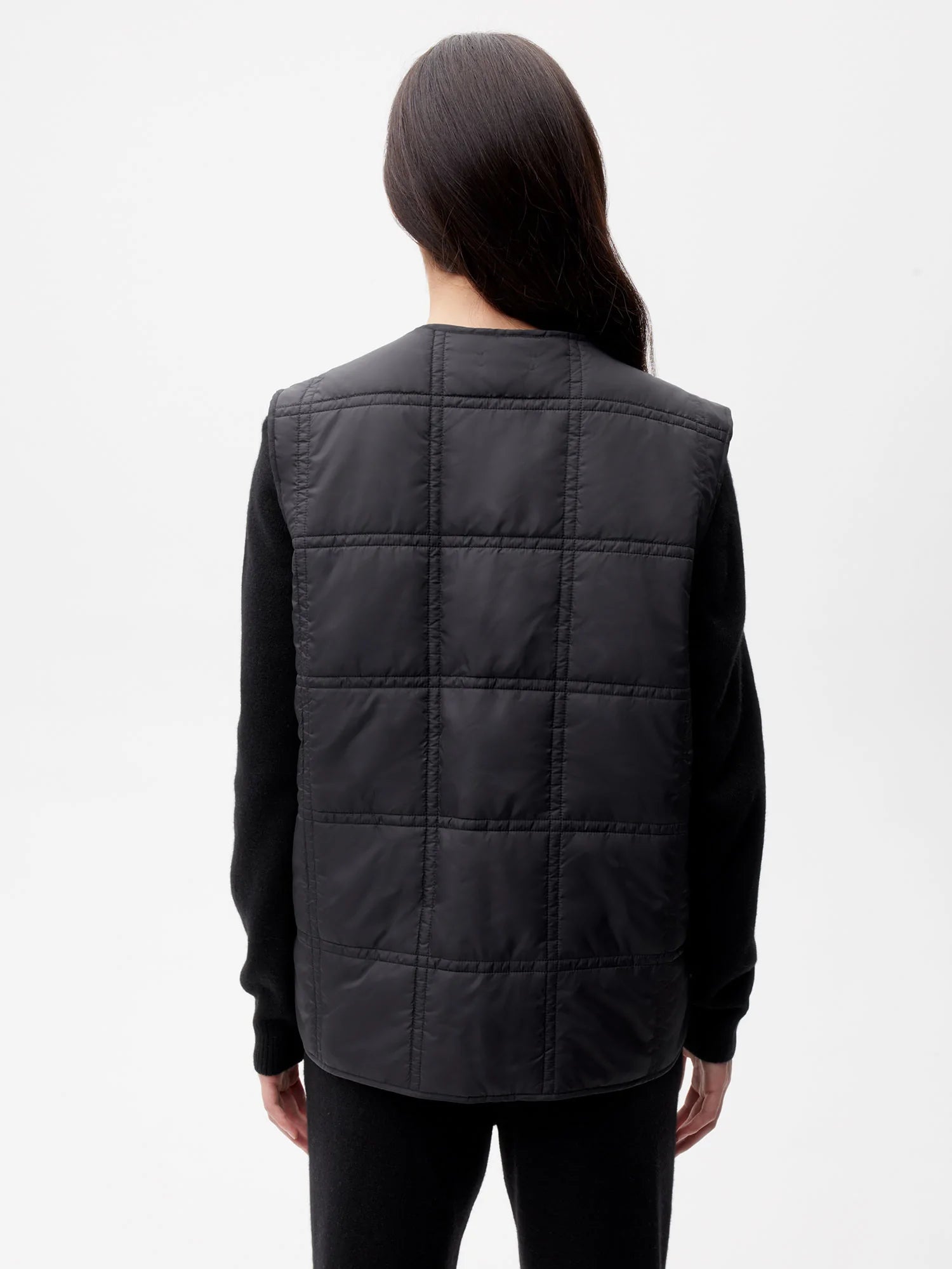 Recycled Nylon FLWRDWN Quilted Gilet—black female-2