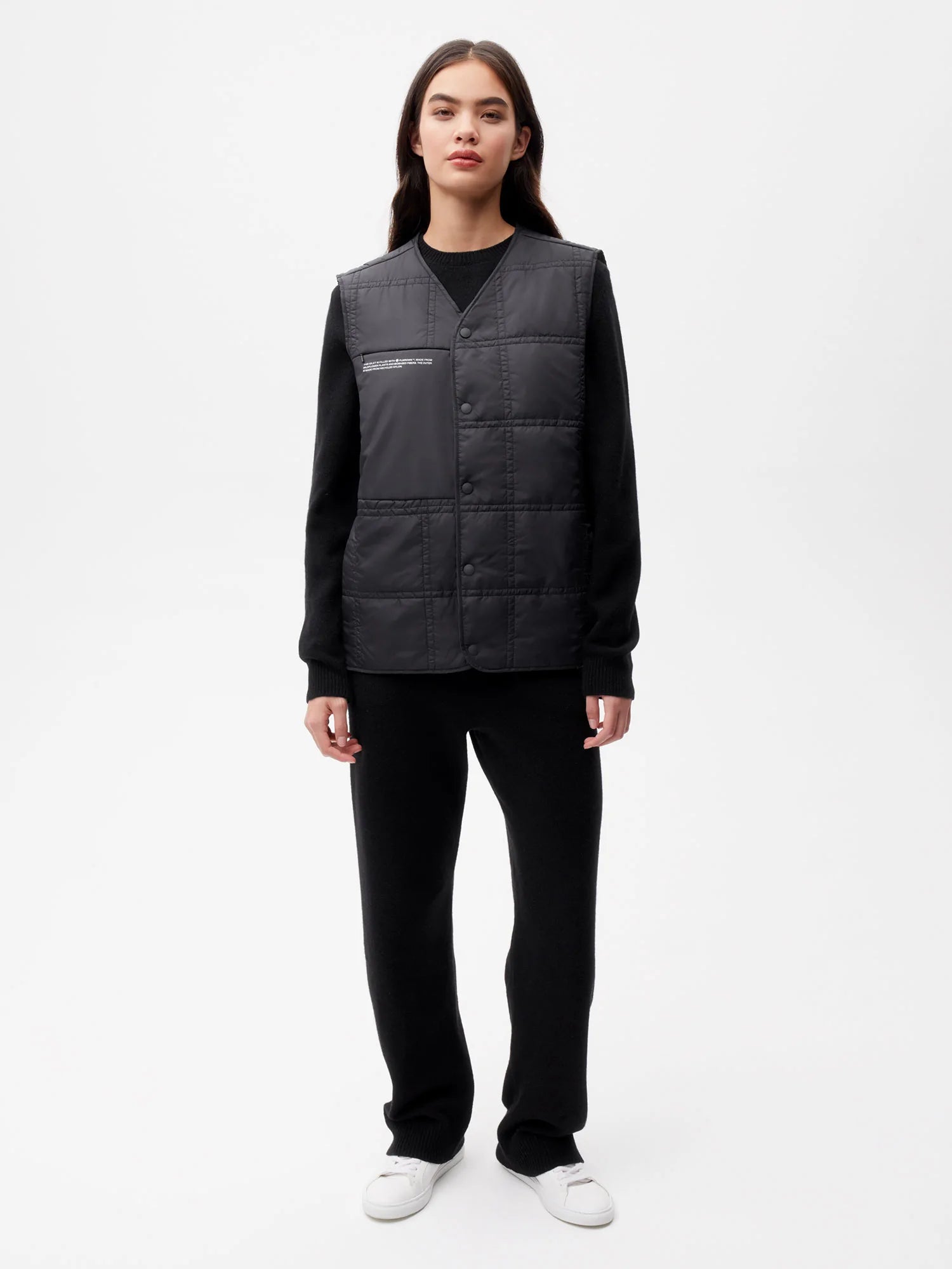 Recycled Nylon FLWRDWN Quilted Gilet—black female-3