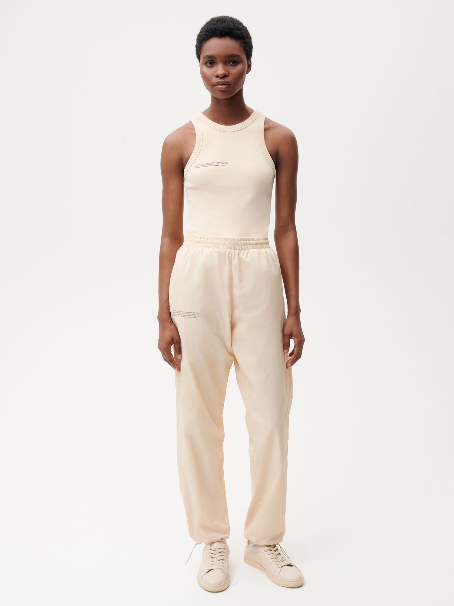 Recycled Nylon Track Pants—sand female