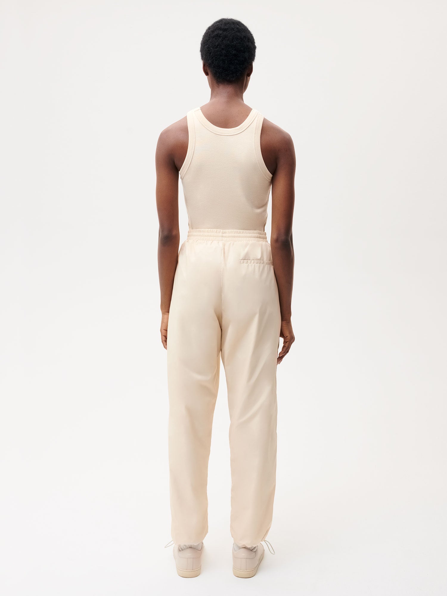 Recycled Nylon Track Pants—sand female