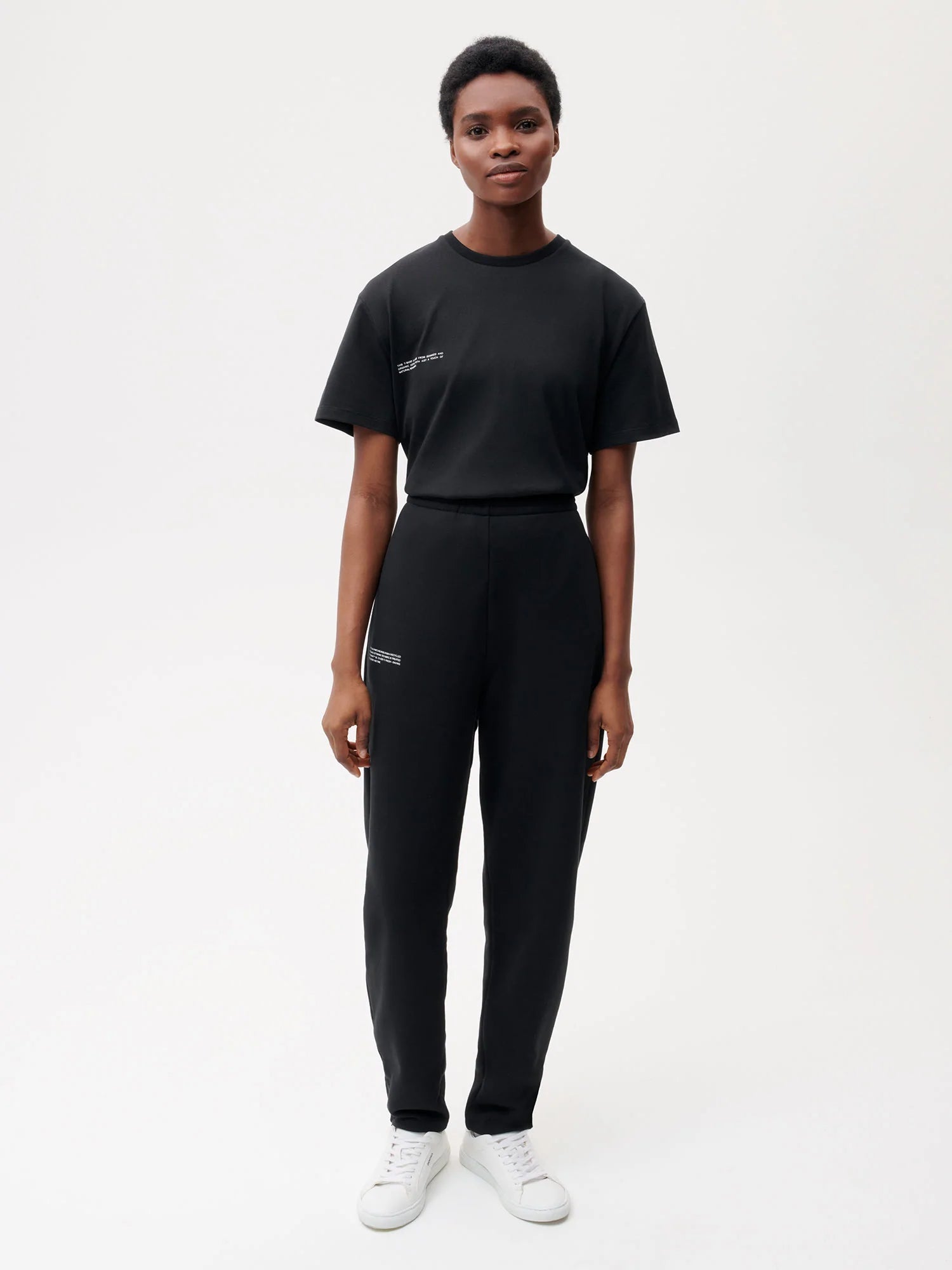 Recycled Cotton Tapered Track Pants—black female