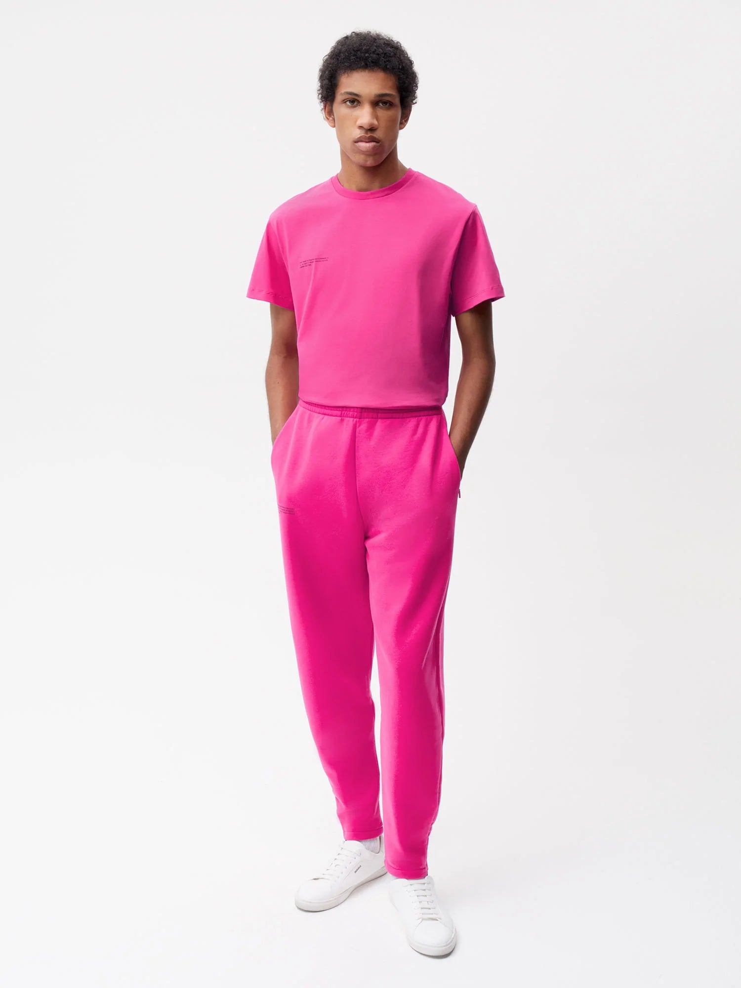 Recycled Cotton Tapered Track Pants—foxglove pink male