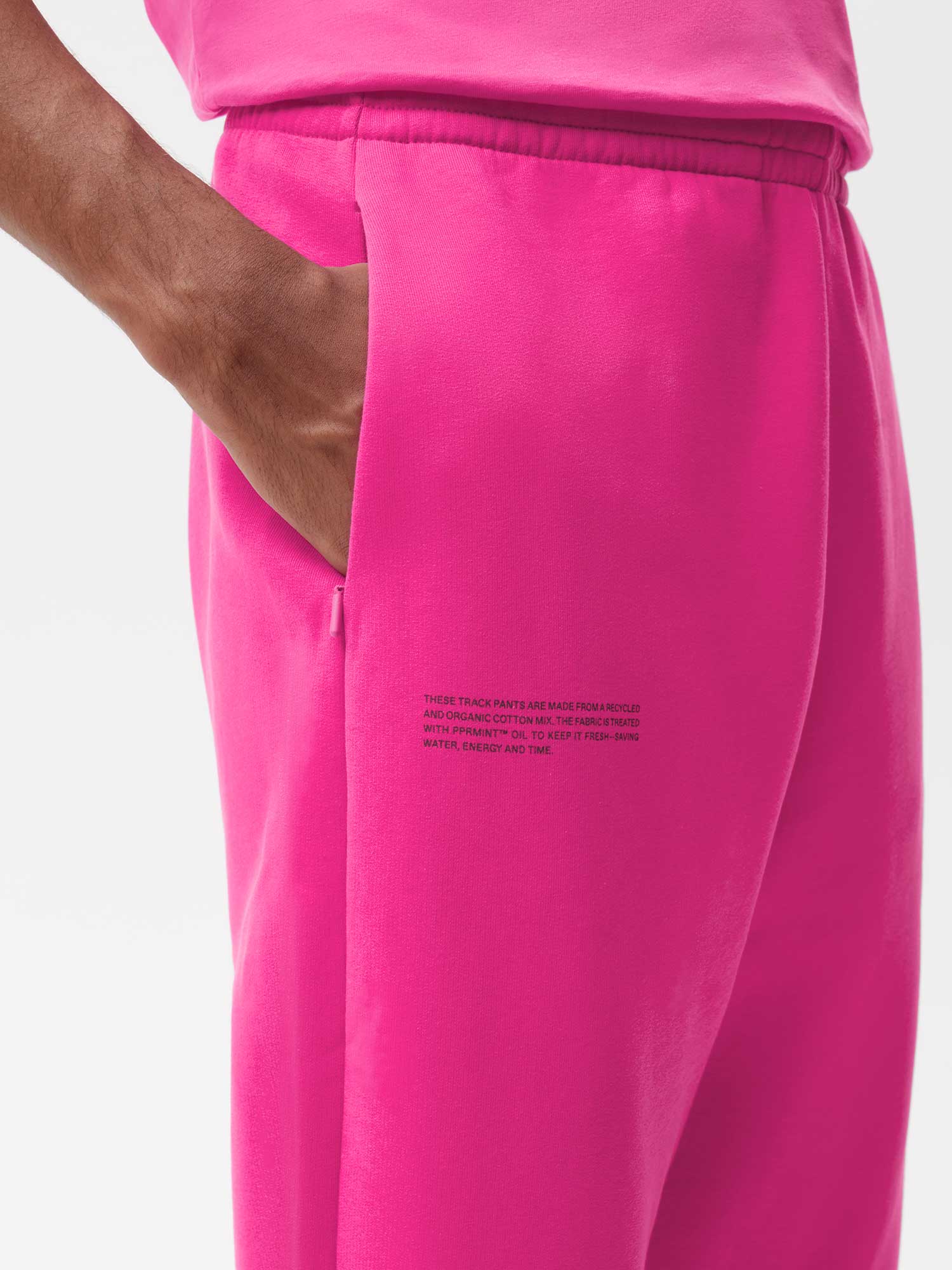 Recycled Cotton Tapered Track Pants—foxglove pink male