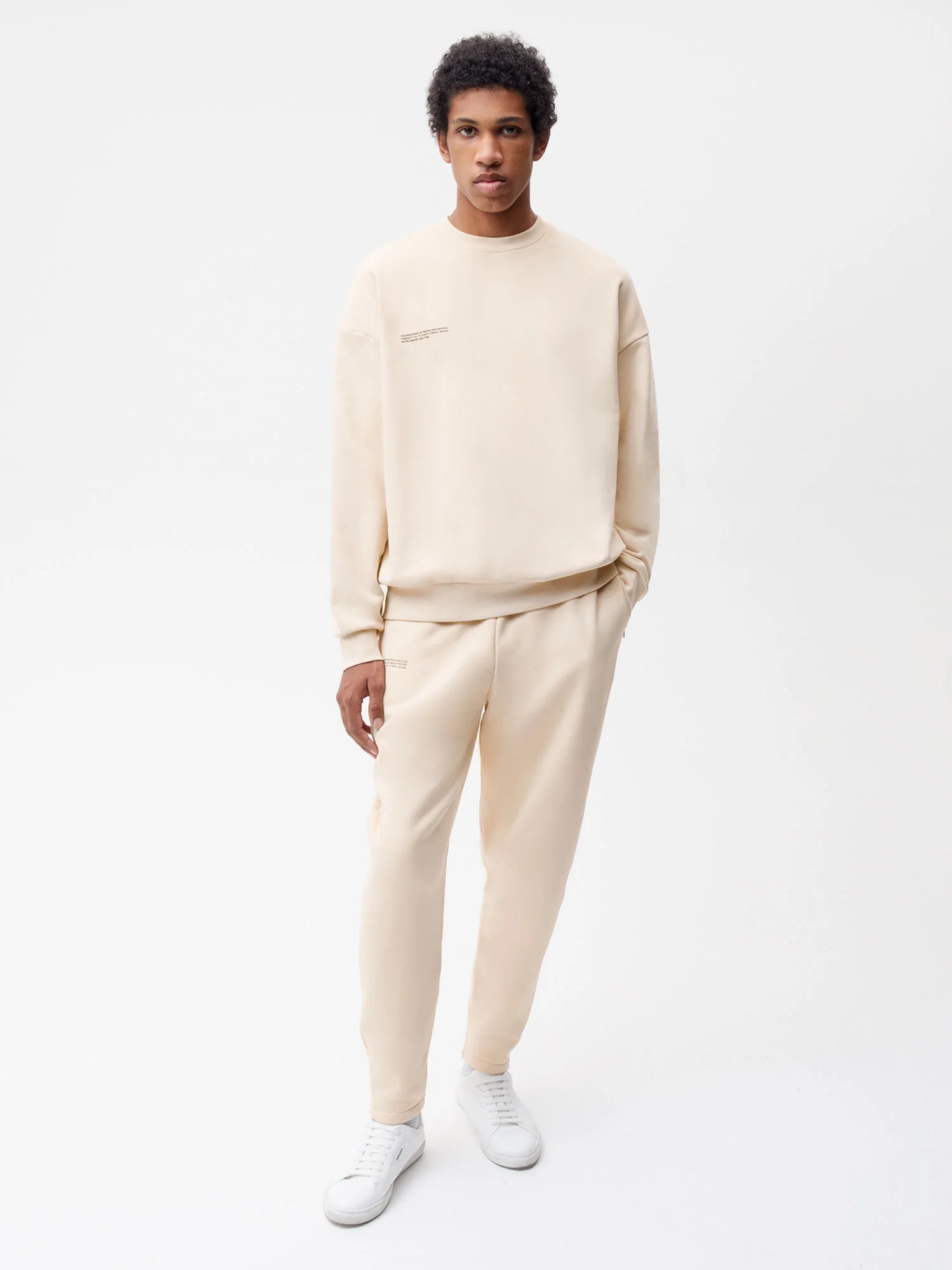 Recycled Cotton Tapered Track Pants—sand male